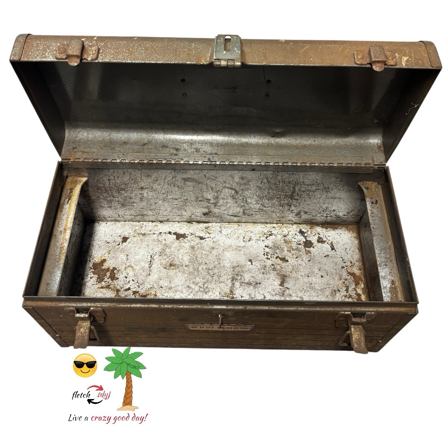 Vintage Craftsman Rustic 6500 USA 18x9x8 Metal Tool Box w/Metal Tray L👀K