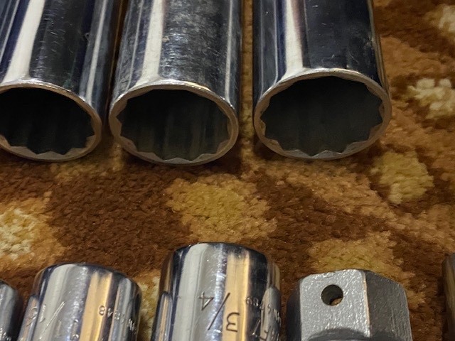 Lot of 20 Powr-Kraft 1/2″ & 3/8″ Dr 12 Pt Deep Well Sockets & Extensions