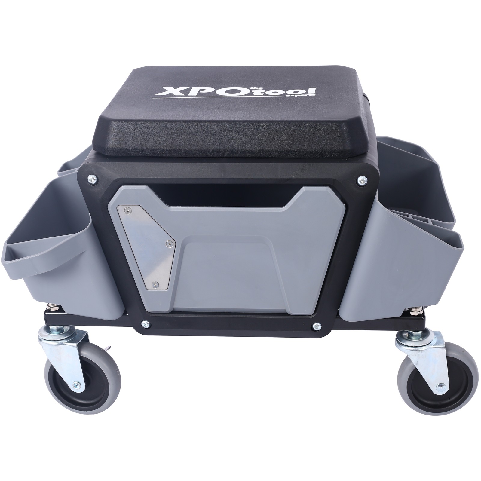 Heavy Duty Garage Stool 330lbs Load, Rolling Creeper w/ Wheels & Trays, Gray