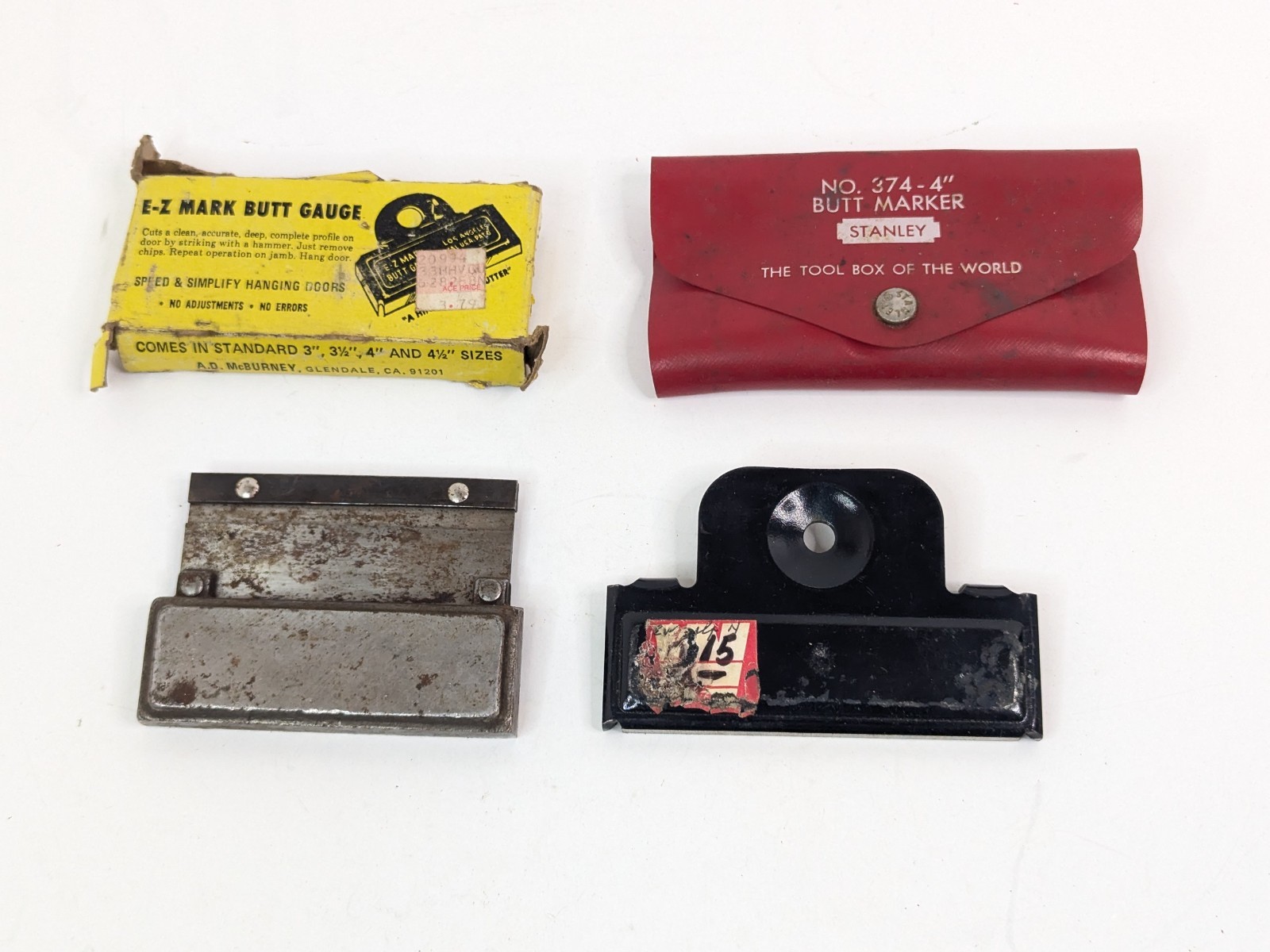 Pair Of Door Hinge Butt Marker Gauges Jiffy Butt 3.5″ & Stanley 4″