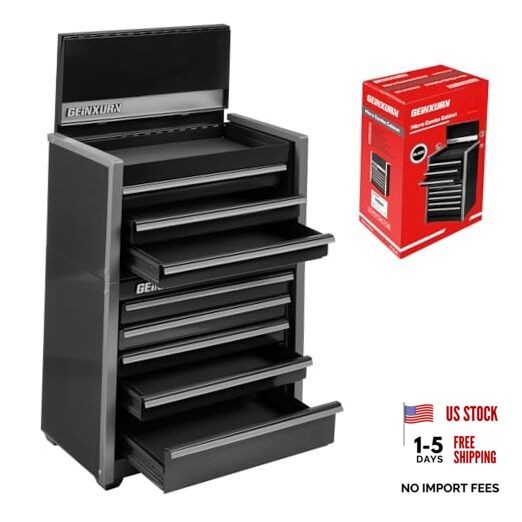 8-Drawer Rolling Black Tool Box, Heavy Duty Micro Roll Cab Steel Box-Set BLACK