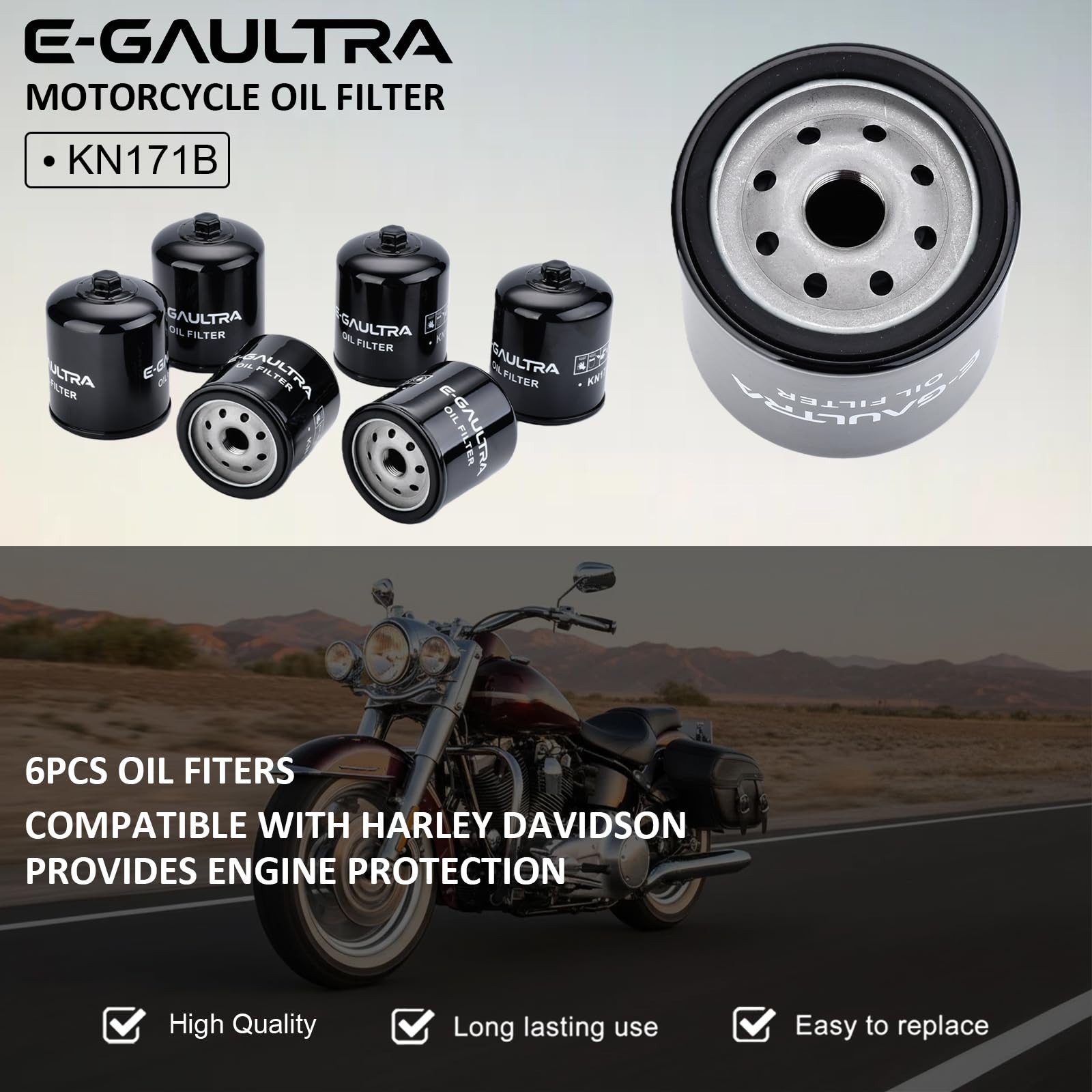 KN171B Motorcycle Oil Filter-6pcs Compatible with Harley Davidson | Fit for S…