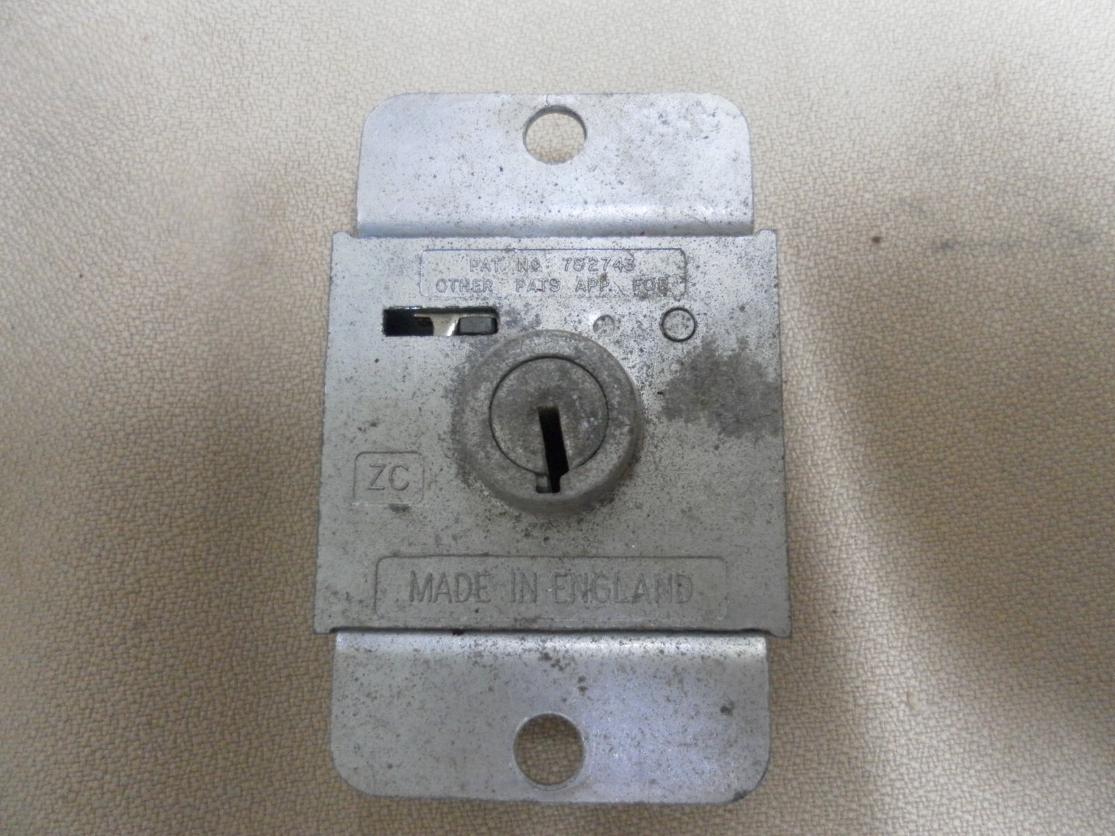 Lowe & Fletcher Metal Cabinet Cupboard drawer door LOCK +2 Keys vintage NOS
