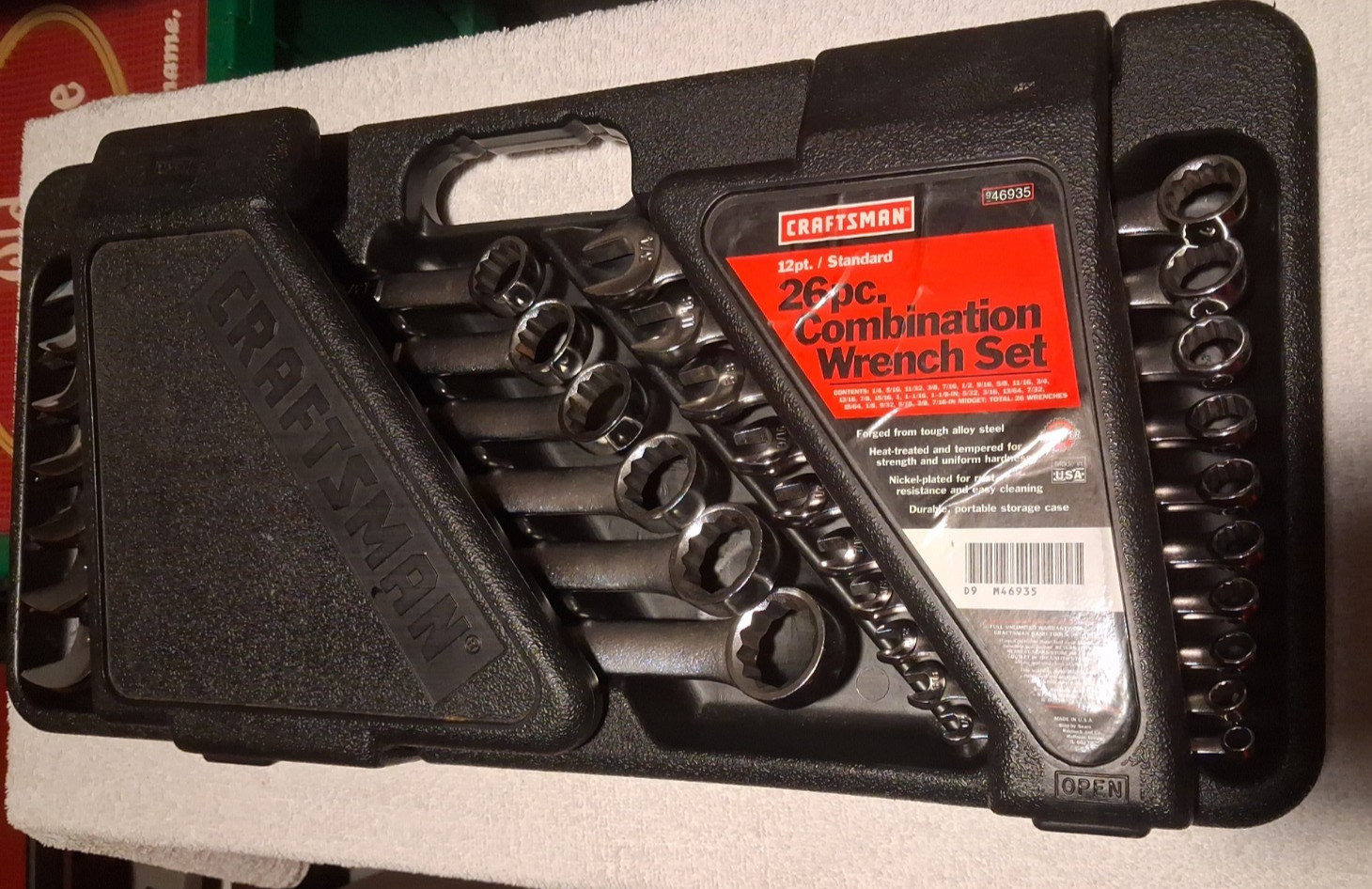 Craftsman USA 26pc SAE Wrench Set 46935 1/4” to 1-1/8” w/Midget Set,Storage Case