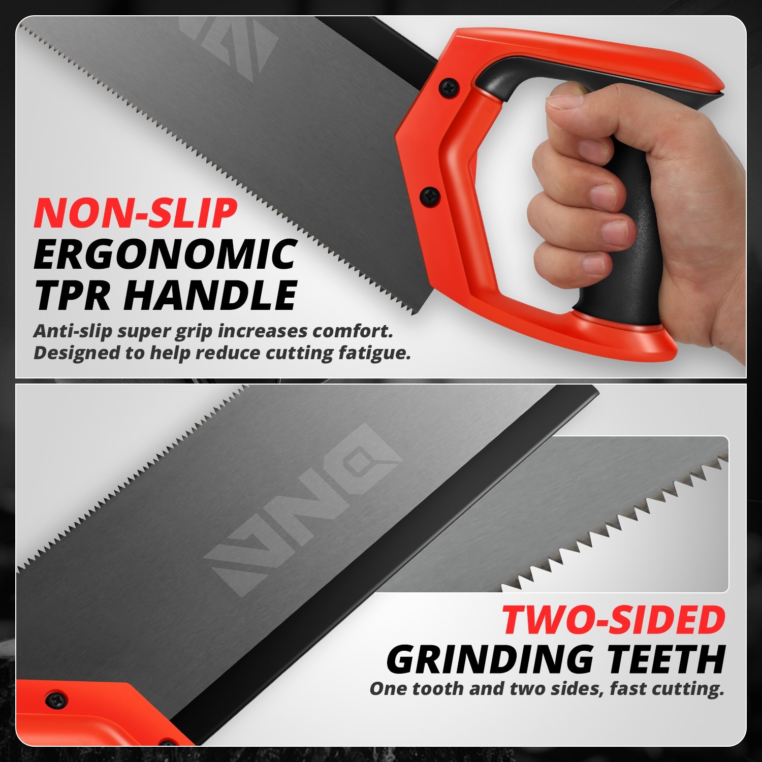 Universal 12” Bi-Ground Teeth Wood Hand Cut Saw for Garden Camping w/TPR Handle