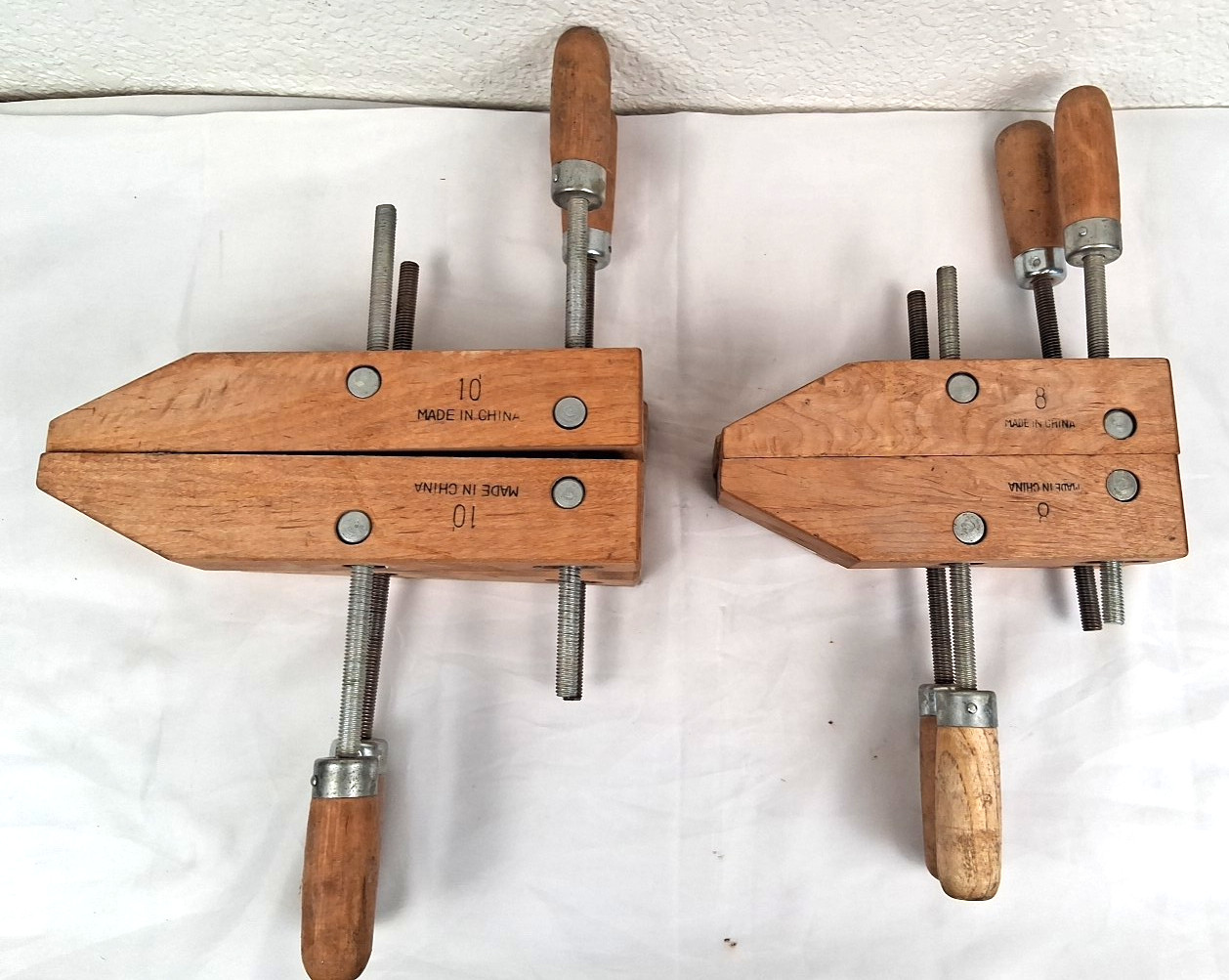 Two Pair 10″ & 8″ Jorgensen Hand Screw Adjustable Wood Shop Clamps Made In China