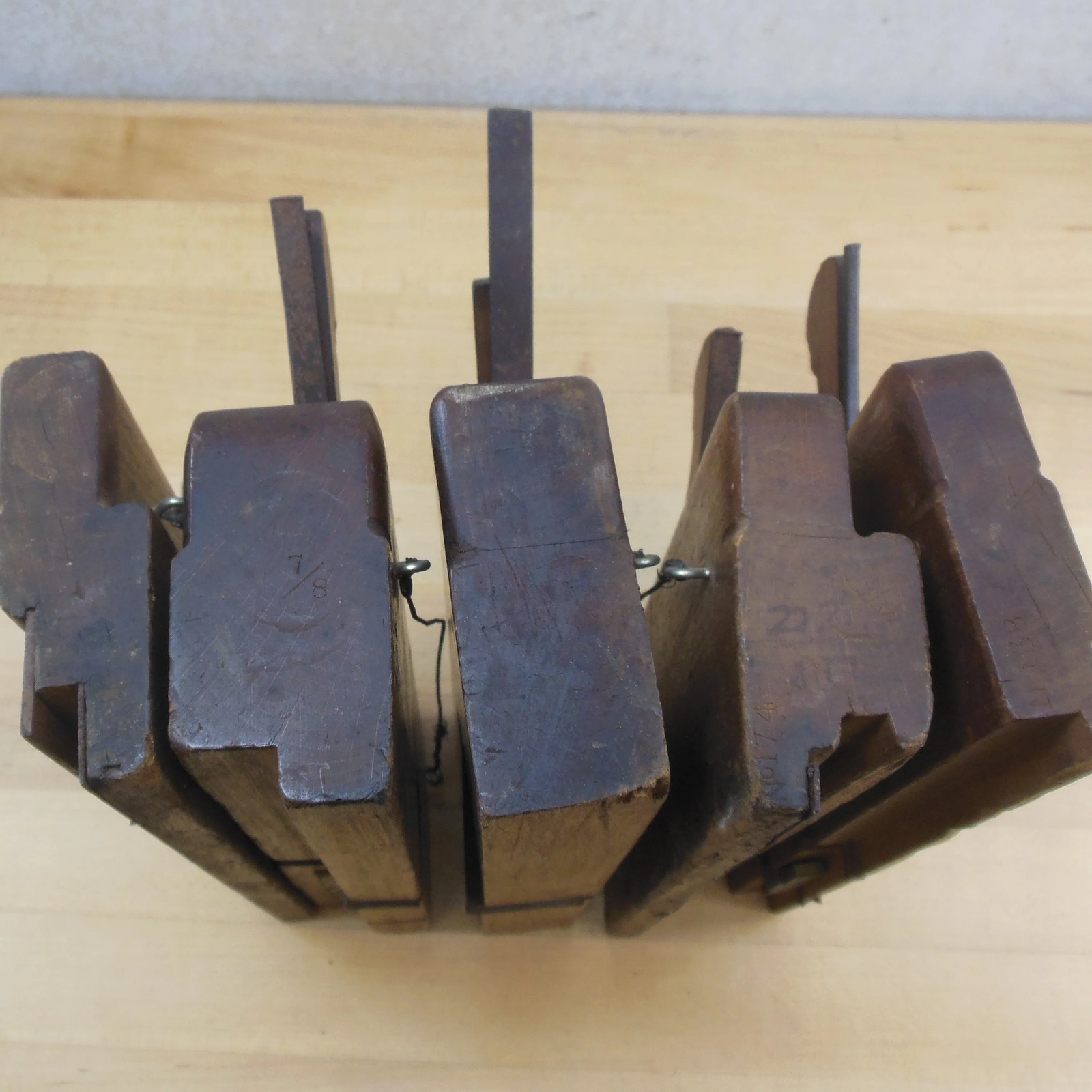 Antique Wood Working Rabbet Molding Planes 5 Lot Wall Decor