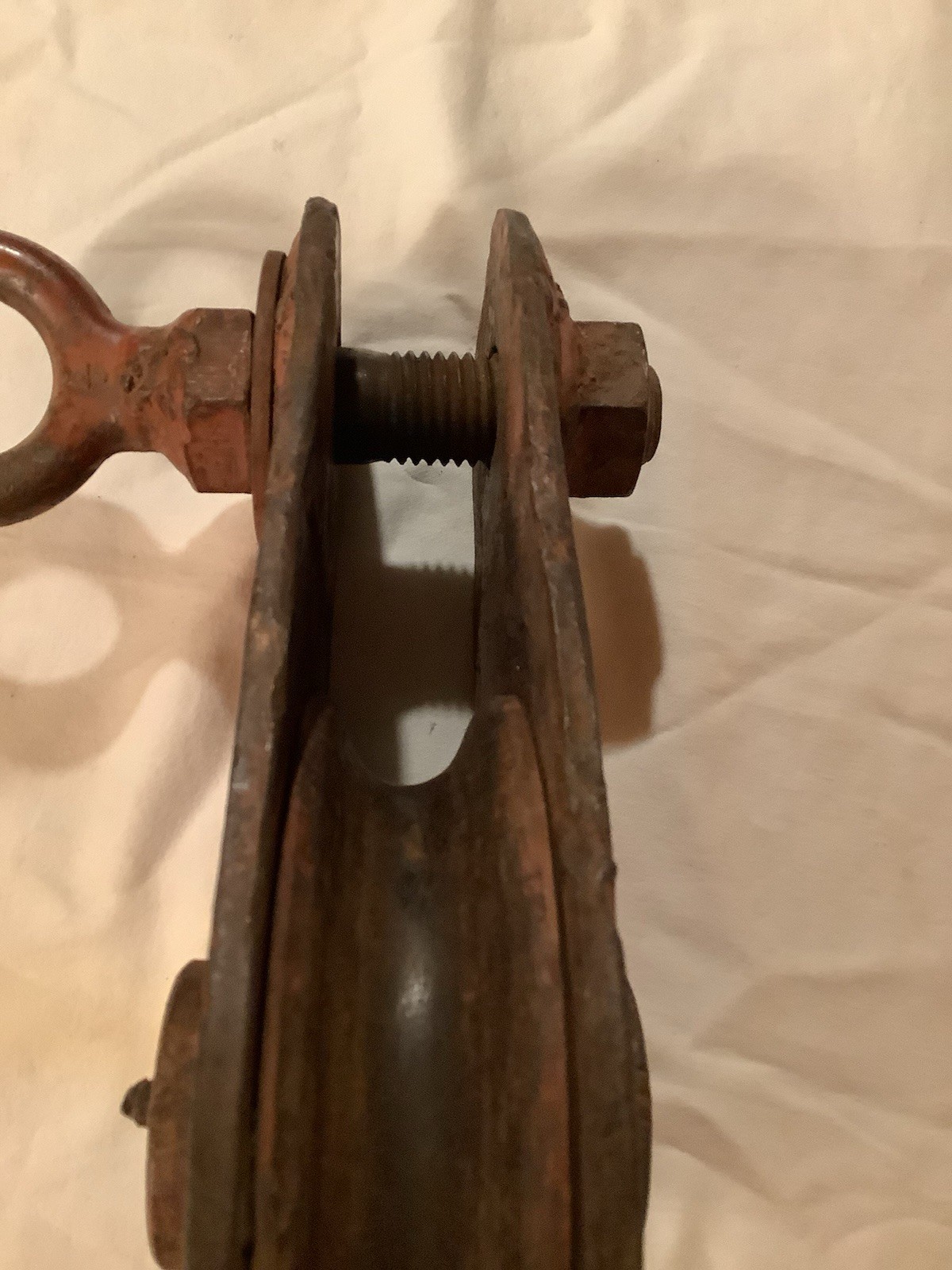 Antique Heavy Duty Iron Industrial PULLEY BLOCK SHEAVE Solid Forged Iron Hoist