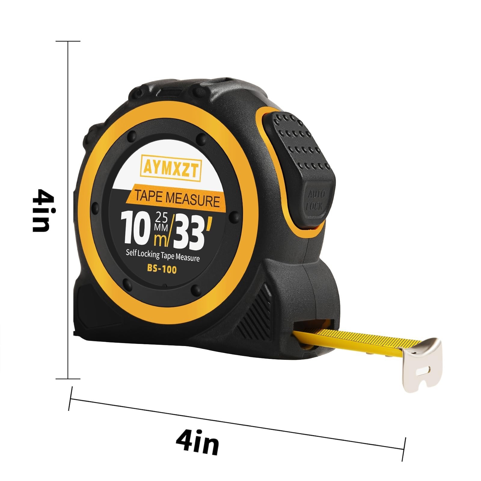 33 FT Tape Measures, with Fractions, Heavy-Duty Self-Locking Retractable Meas…