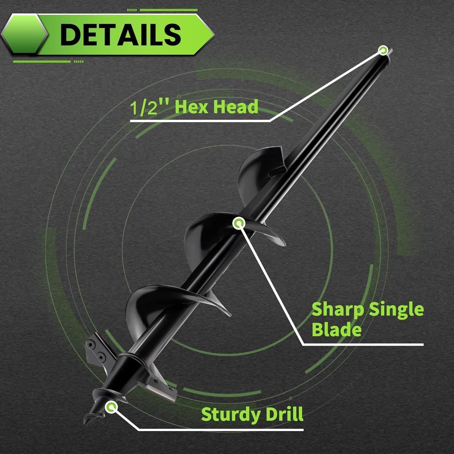 Twin Alloy Blade Auger for Planting – 4″x24″ Hex Drill Bit