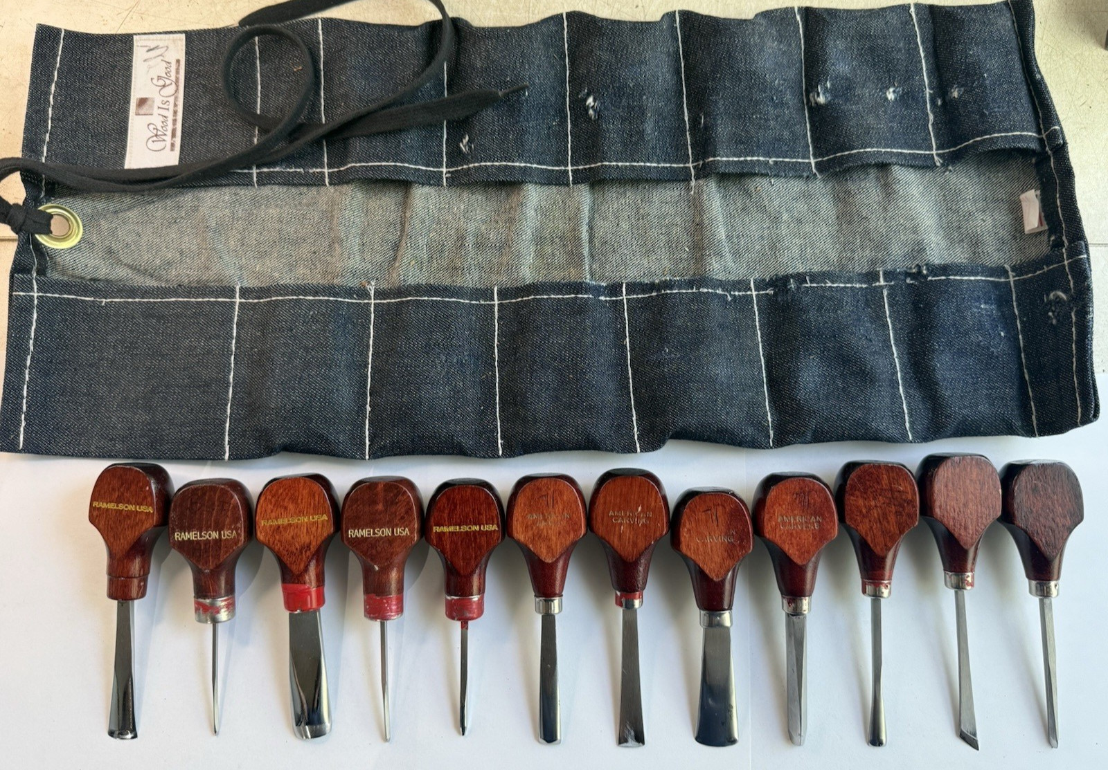 Lot of Assorted Wood Carving Tools RAMELSON, AMERICAN CARVING , LYONS and others