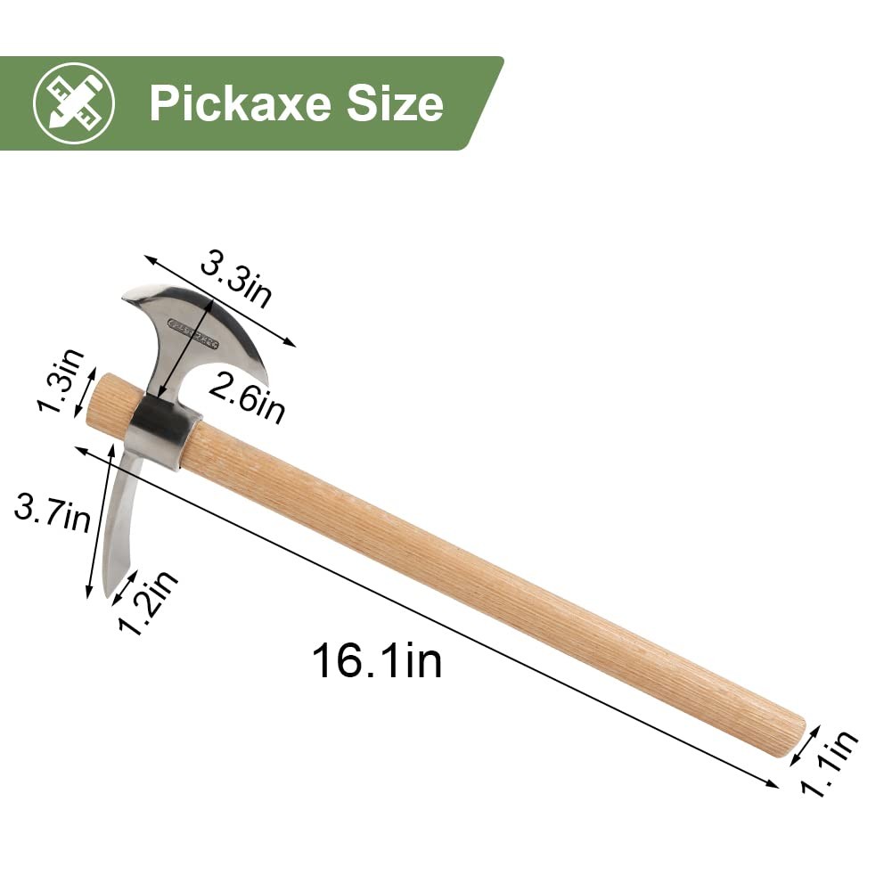 2 in1 Garden Pickaxe Weeding Mattock Gardening Tool 16inch Hatchet Chopping A…