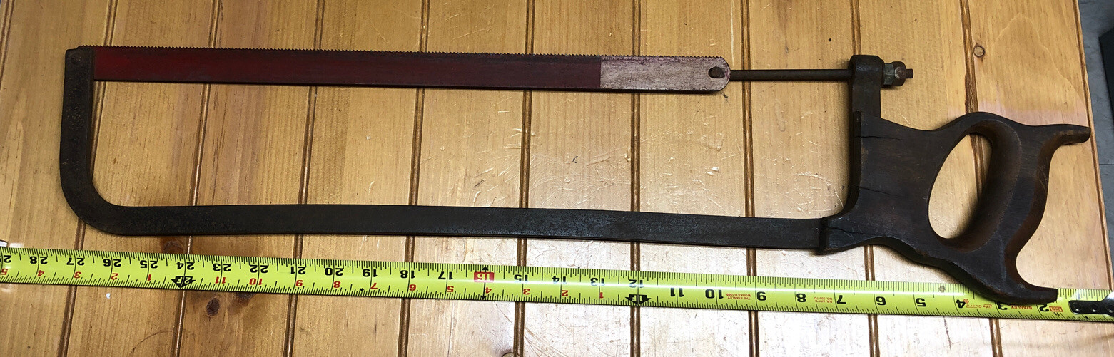 Antique Large Chatillon 350 Hacksaw 27.5” Long 18” Capewell Blade Blacksmithing