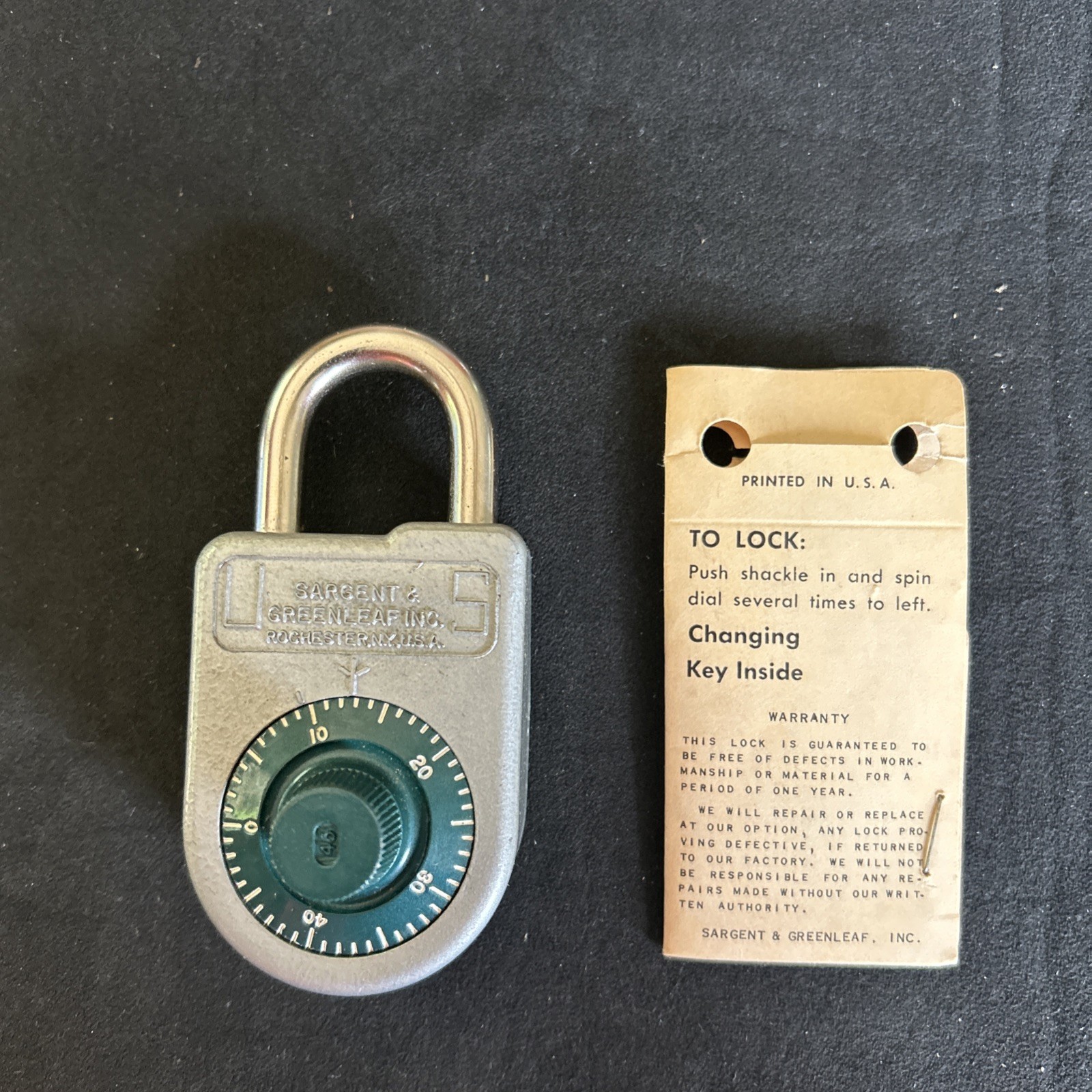 Two (2) SARGENT & GREENLEAF Inc. 8088 Vintage Combination Padlock Box and Key