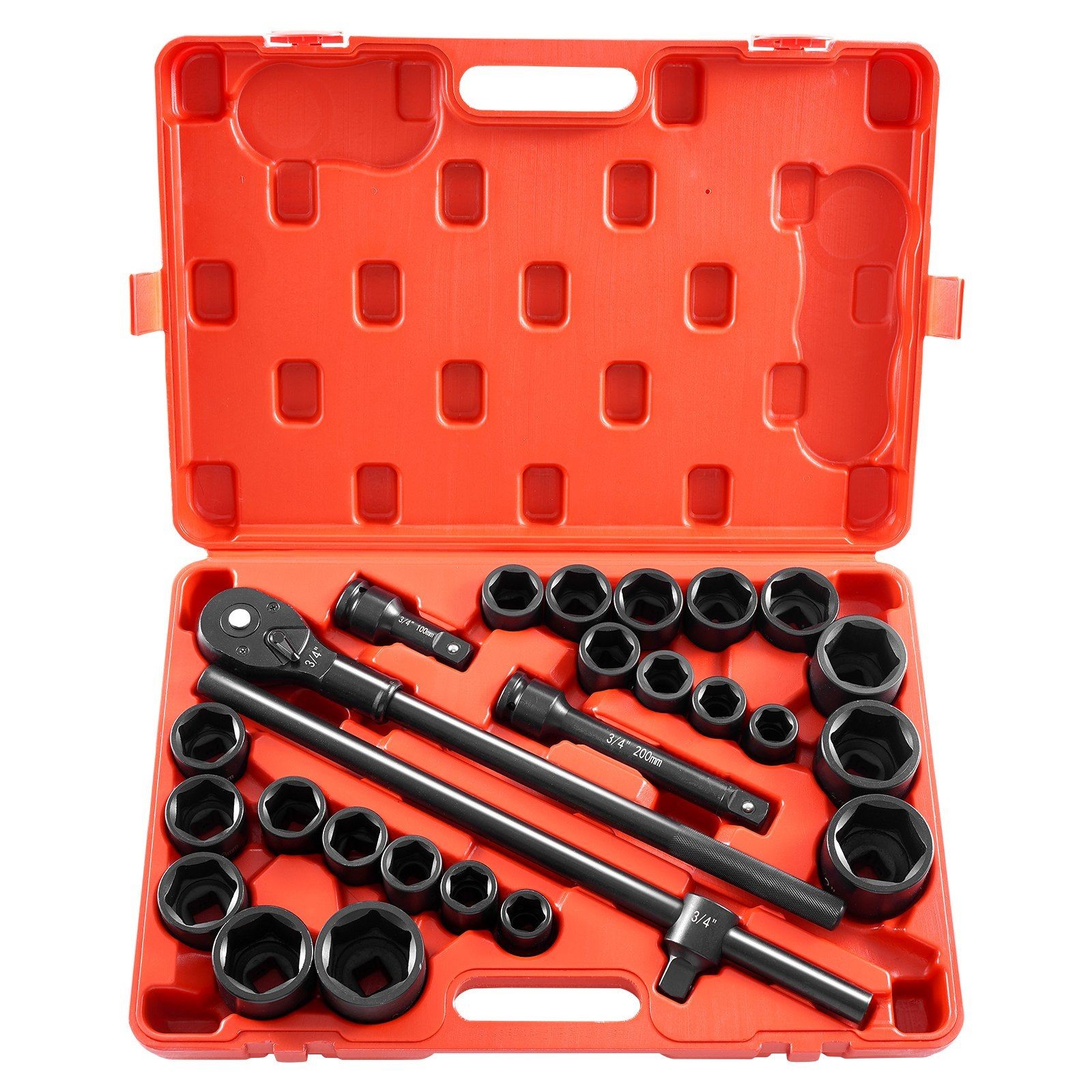 3/4in Drive 22-Pc Impact Socket Kit SAE/Metric 7/8″–2″ & 22mm–50mm 6-Point
