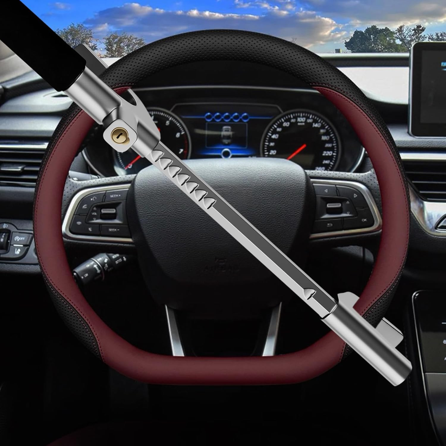 Steering Wheel Lock Universal Security Car Locks with Safety Hammer Heavy Duty C
