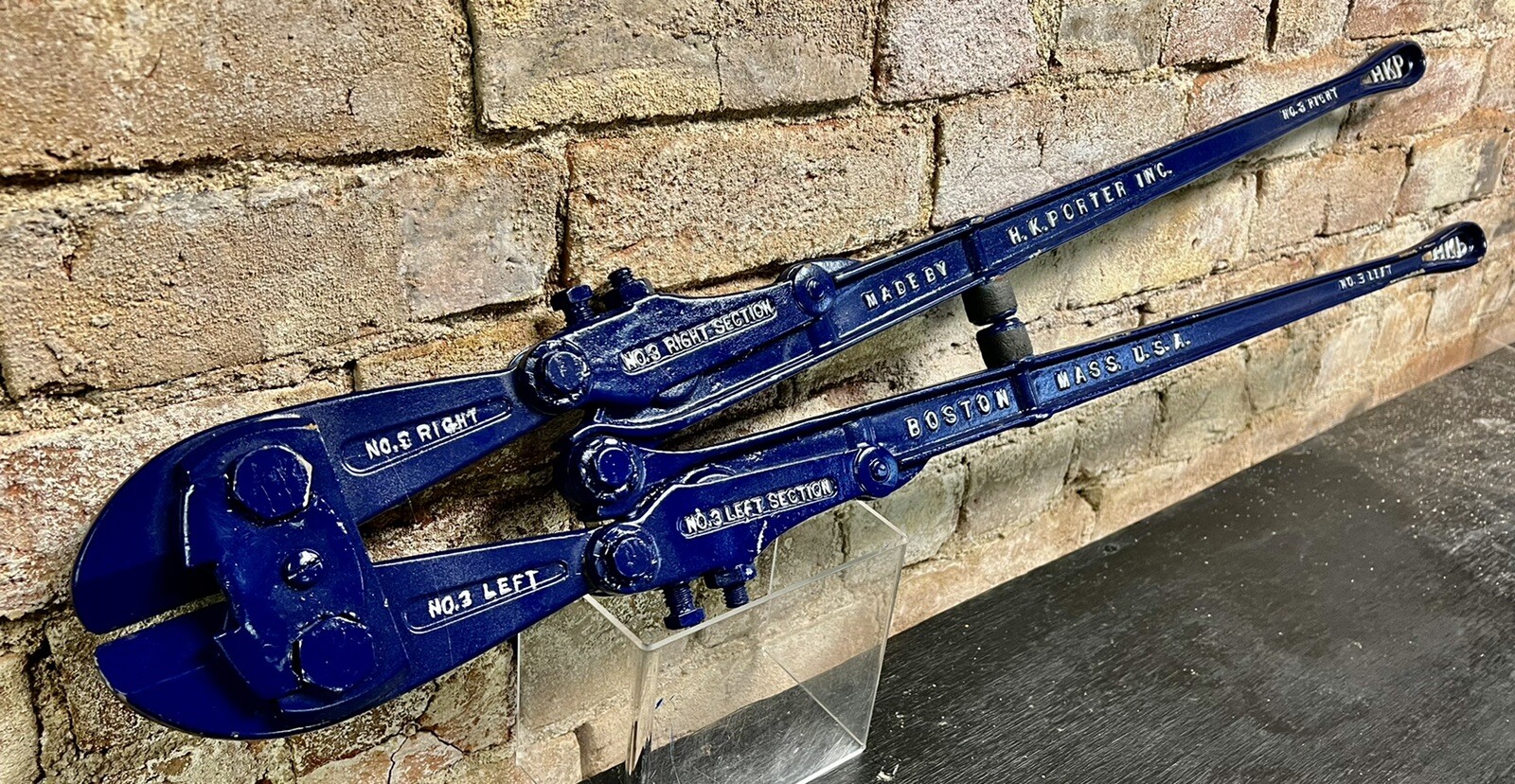 Vintage H.K. Porter Boston Mass NO. 3 Blue 35″ Cast Iron Bolt Cutters HKP Nice!