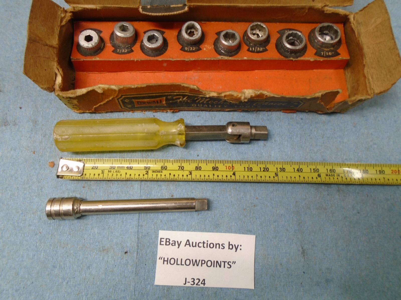 Oxwall USA Vintage 10 Pc 1/4″ Drive Flex Socket Set for Radio TV Auto Hobby J324