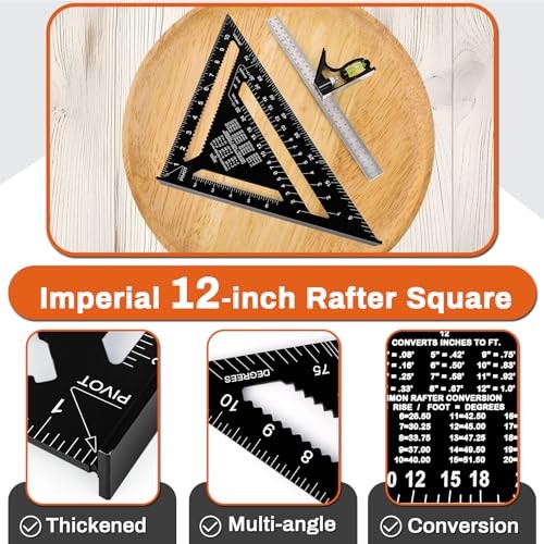 12″ Advanced Rafter Square and Combination Square Set, 12 Inch Imperial