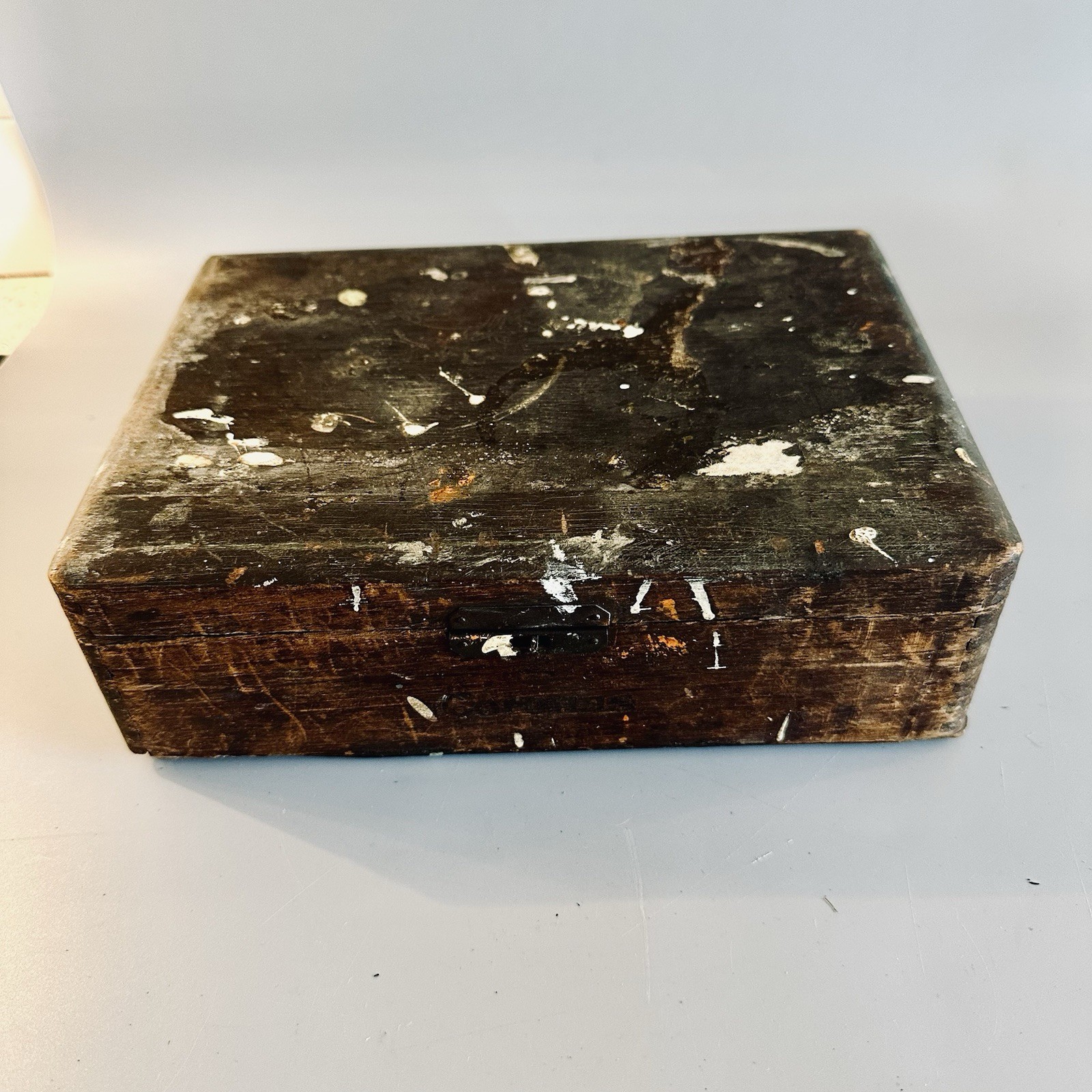 Vtg Wooden BOX Chest Storage ROLLs ROYCE Rustic Decor Wood