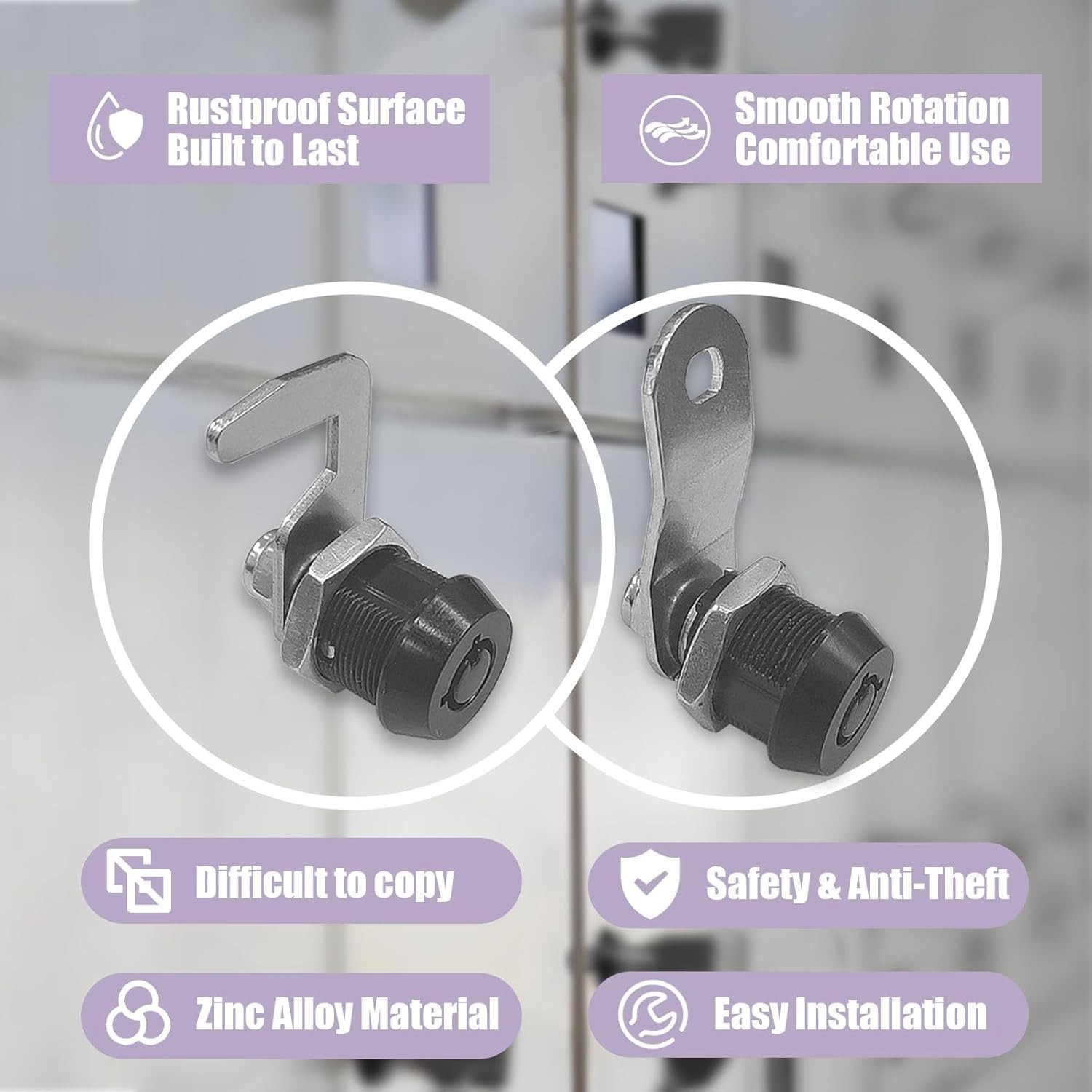 Black Toolbox Locks 5/8 Inch Tubular Cam Lock Keyed Alike Zinc Alloy