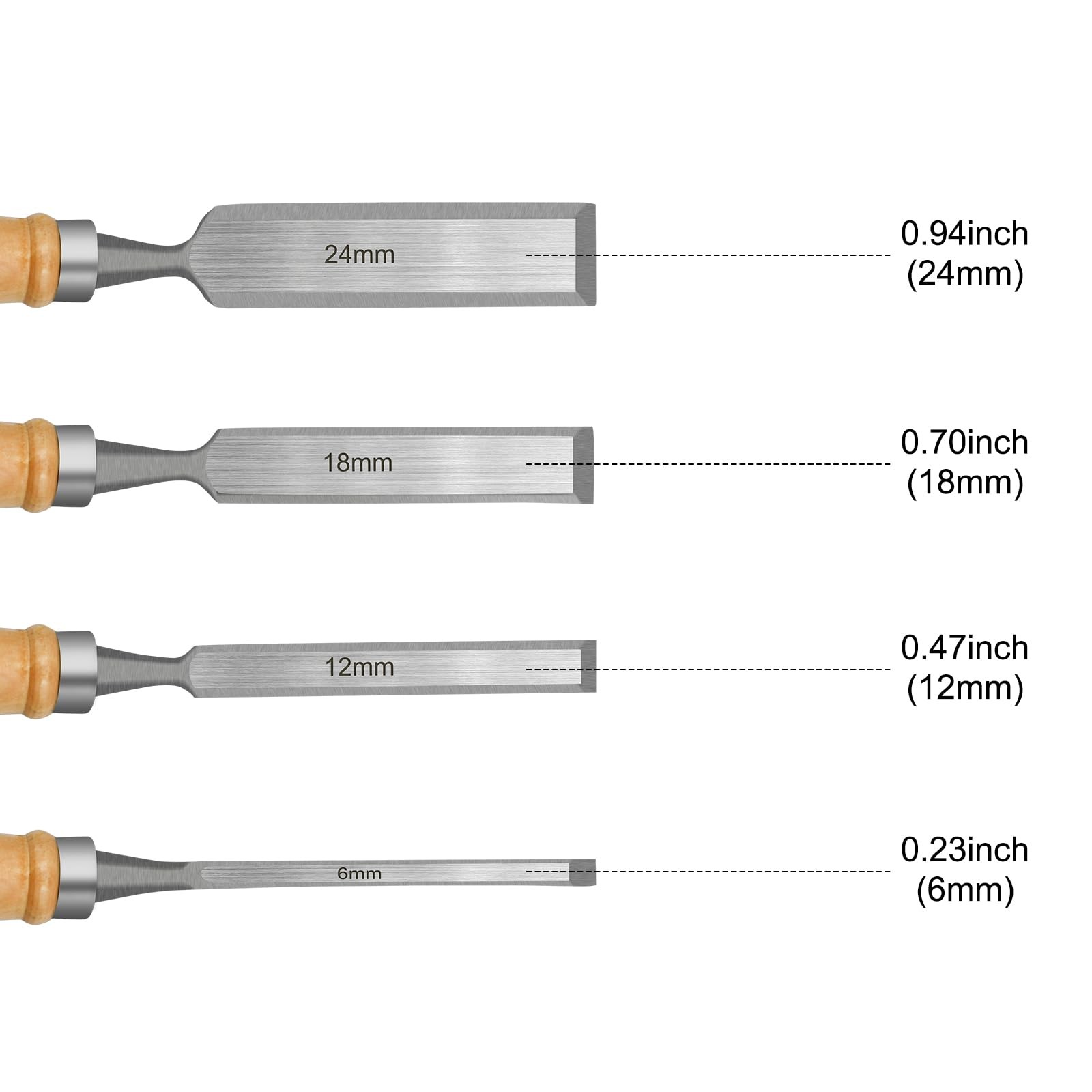 4 PCS Wood Chisel Set for Woodworking CR-V Steel DIY Handle Carpenter