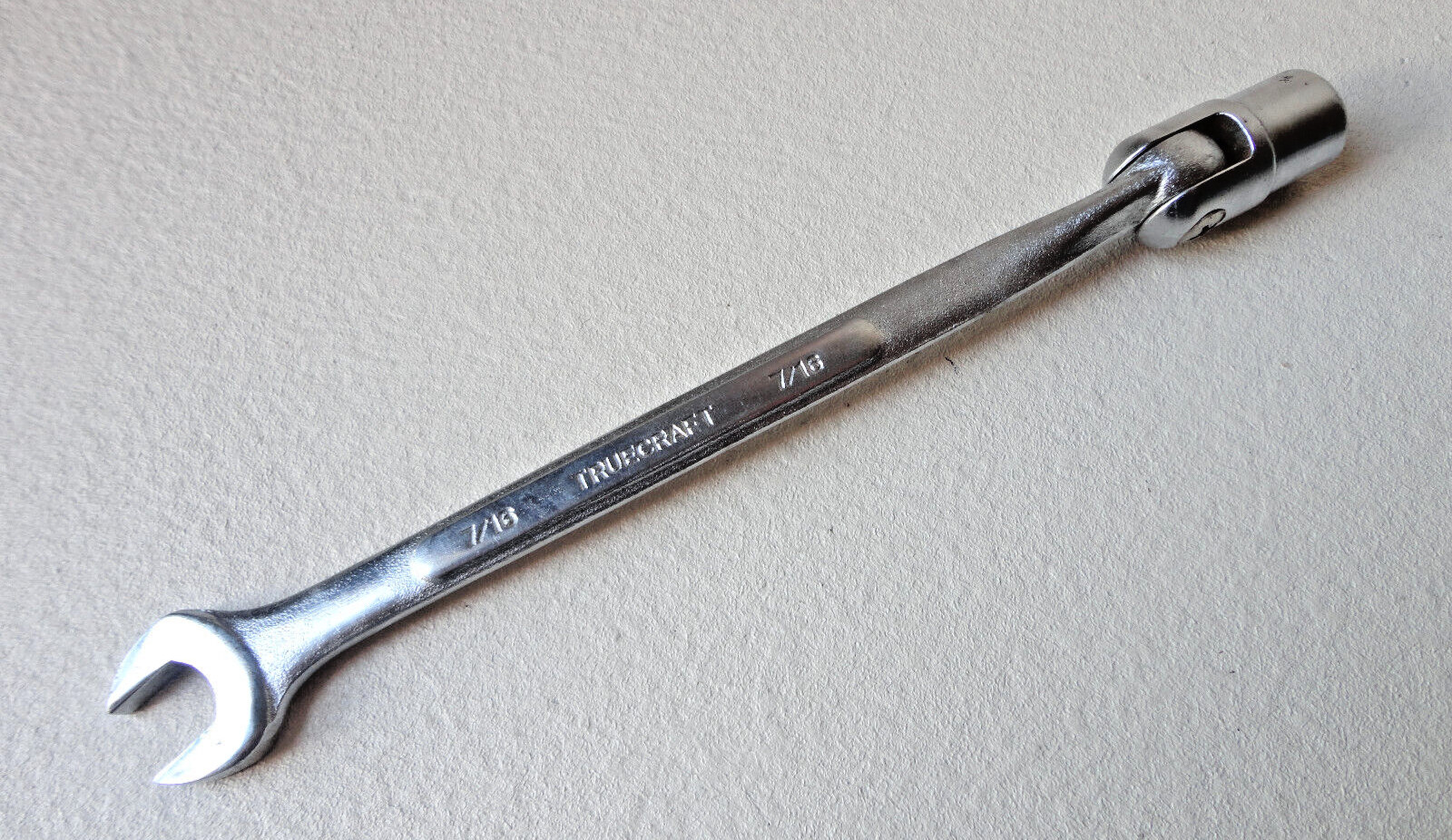 Vintage TRUECRAFT SAE 7/16″ Japan Open End & 12PT Flex Socket End Wrench