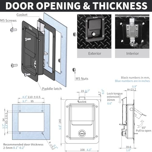 Truck Tool Box Lock Replacement kit, 2PCS 2PC (5.5″L x 4.3″W x 1.6″H) Black