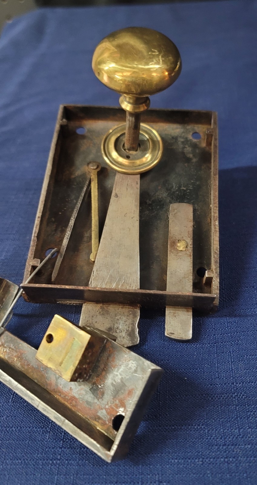 Right Side Iron & Brass Lever Rim Lock with Keeper 4 3/8″ x 3 1/2″ GA243