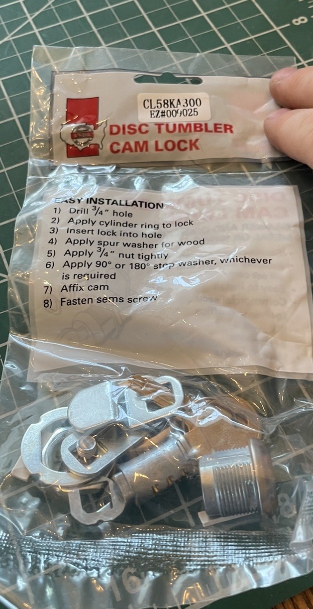 Cam Lock Lsda 1/2” Kit New In Bag Locksmith Tool Box Utility 2 Key Desk Drawer
