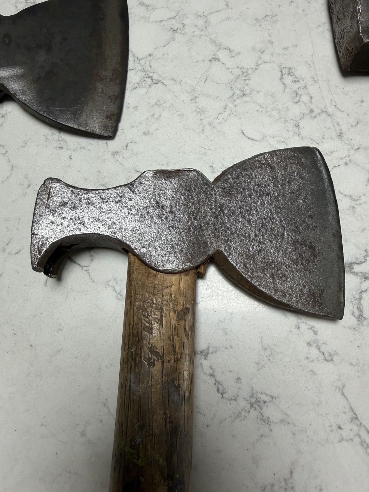 Vintage Forged Steel Axes Hatchets Heads Wood Handles 15” Lot of 5