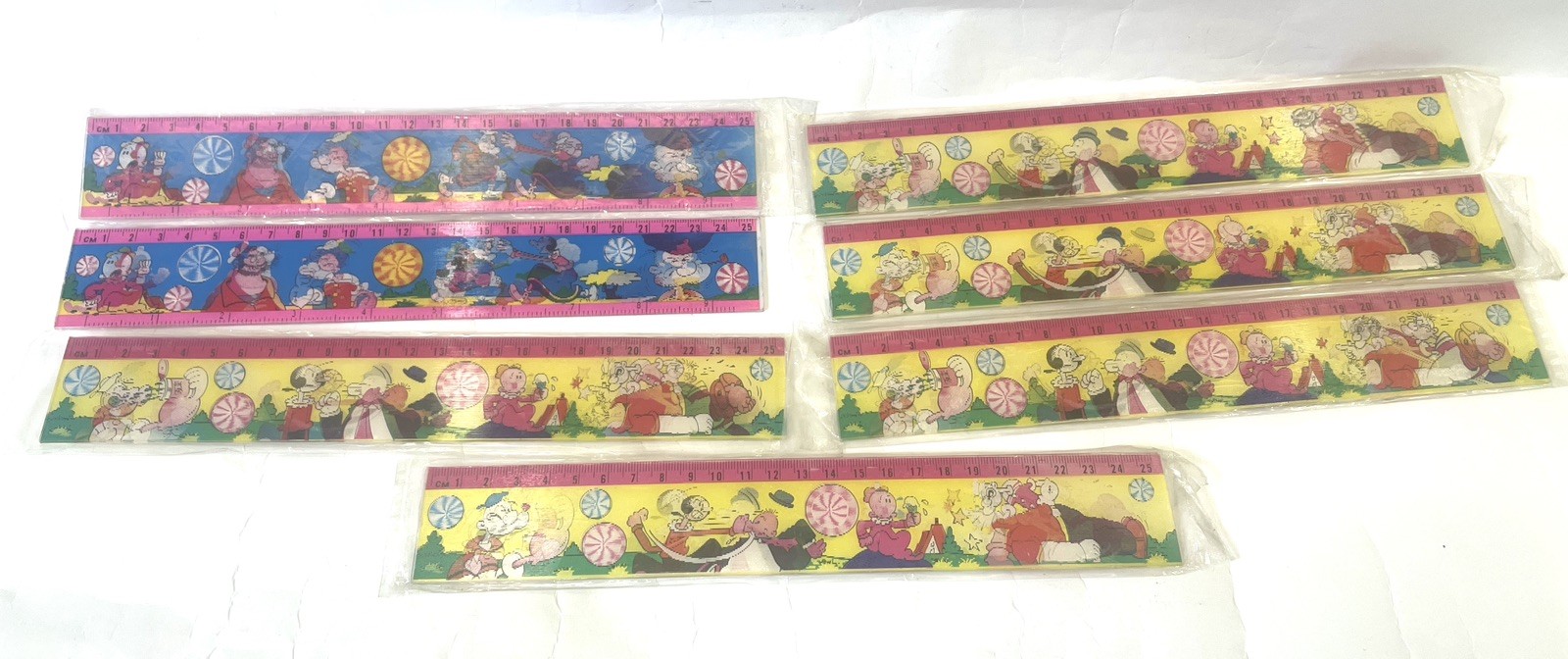 Lot Of 7 Popeye Rare 70’s hologram ruler 9.8″ Vintage