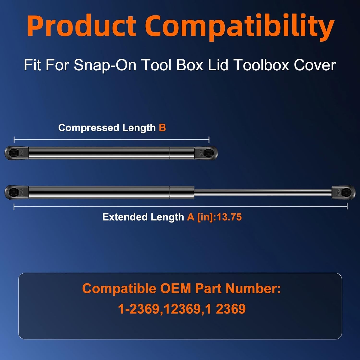 Qty (2) 13.75in Gas Sturt Shock Spring Lift Support Compatible with Snap 1-2369