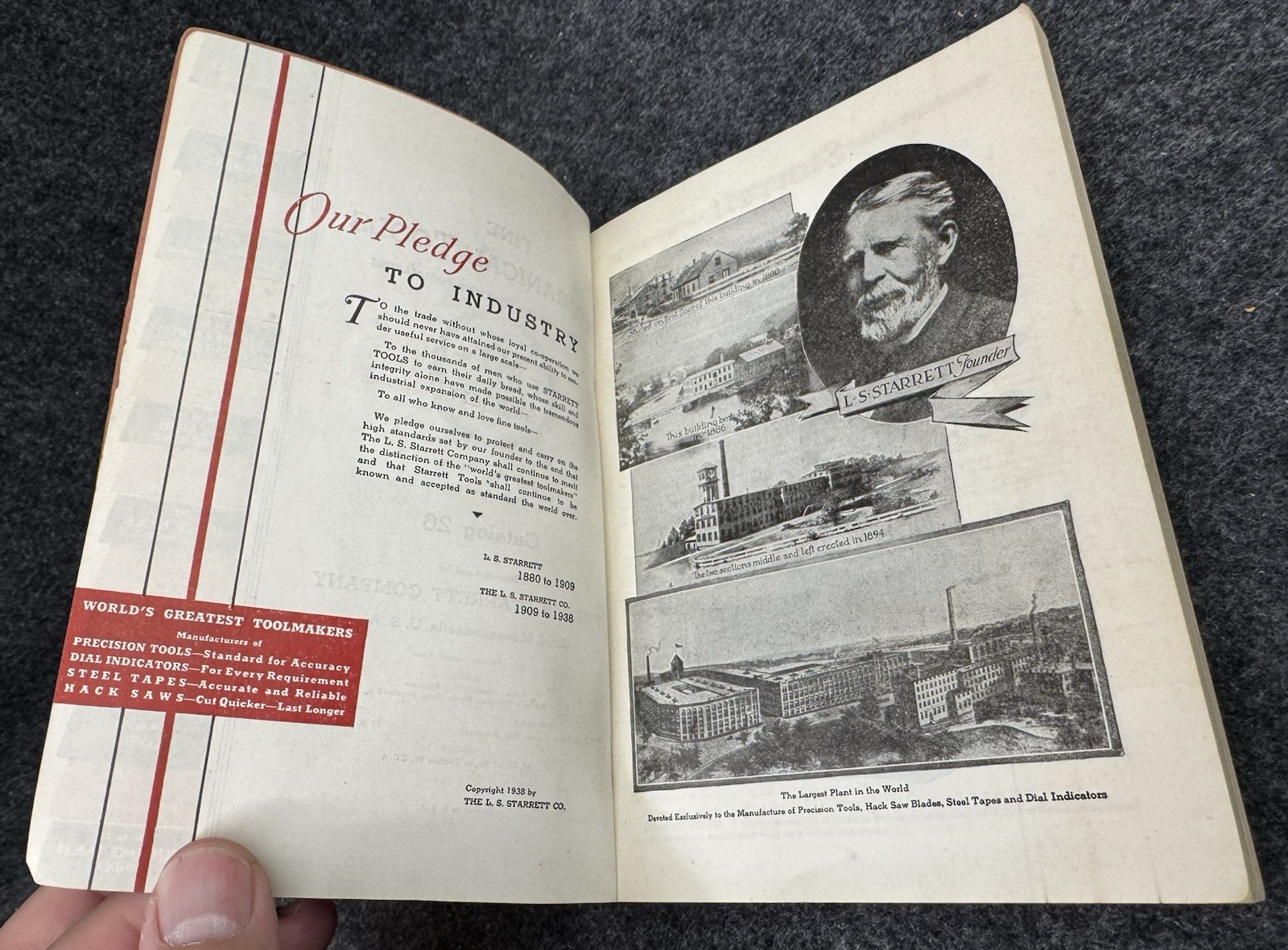 Vintage 1938 L.S. STARRETT Co. Catalog No. 26 Precision Tools Dial Indicators ++
