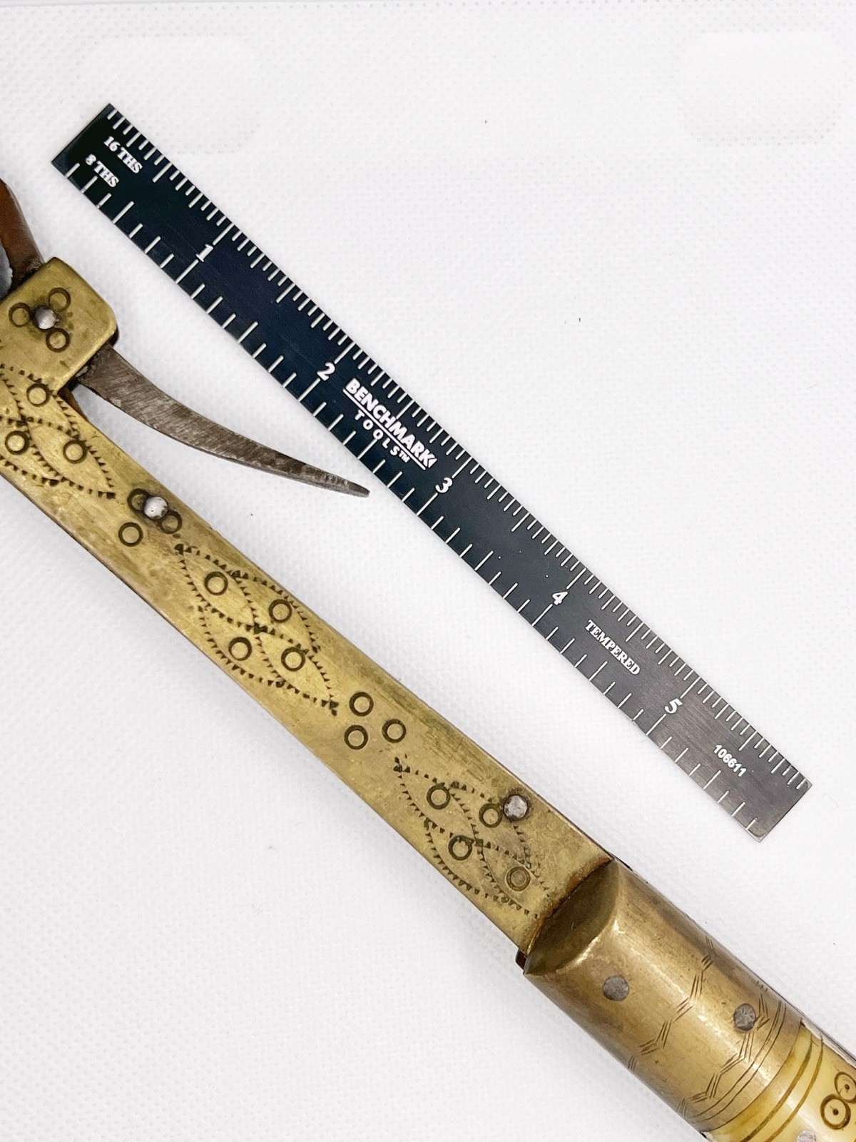 Antique 1880-1910 Folding Lohar Sickle Double-Fold NW Pakistan/Afghan Brass B2
