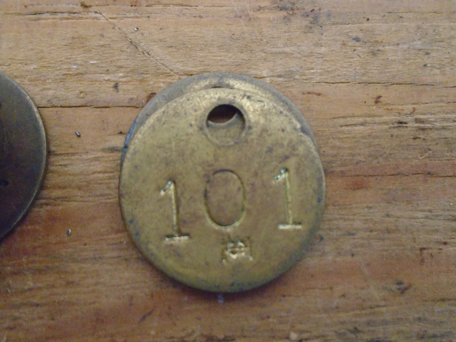 13 Vintage Round Solid Brass ID stamping tags 1 Inch Tool Room Key