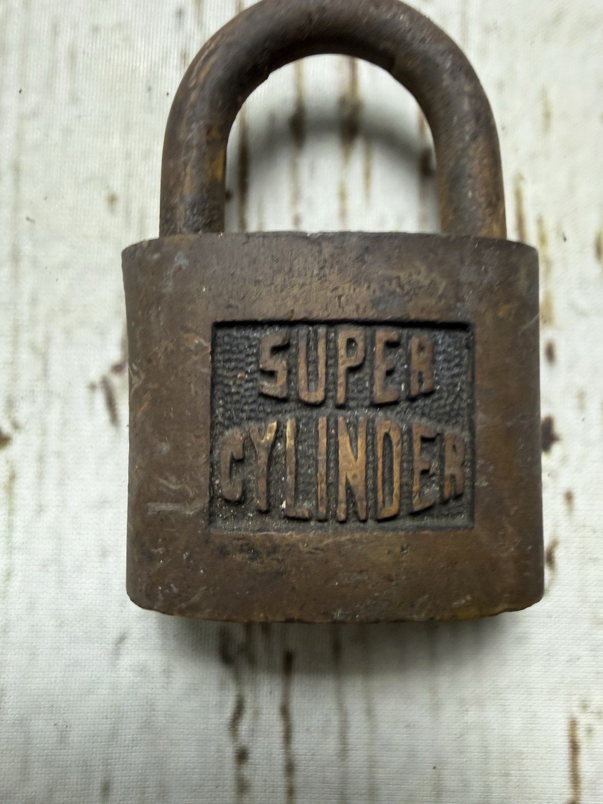 VTG Super Cylinder Embossed Double Sided Brass Padlock Lock NO KEY