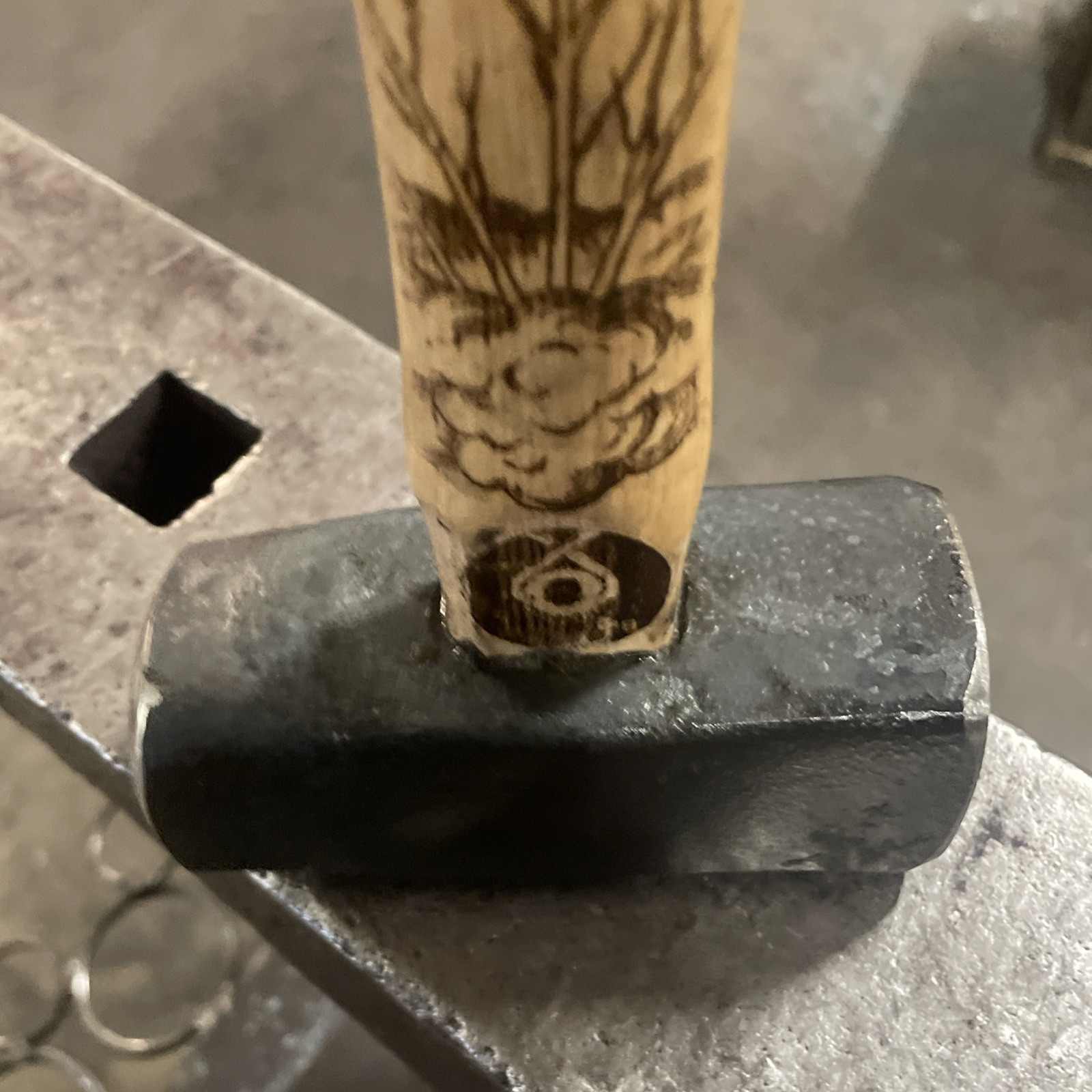 Storm Cloud Engraved 2 1/2 Lb Round/ Flattening Hammer/ Hand Forged 4140 Steel
