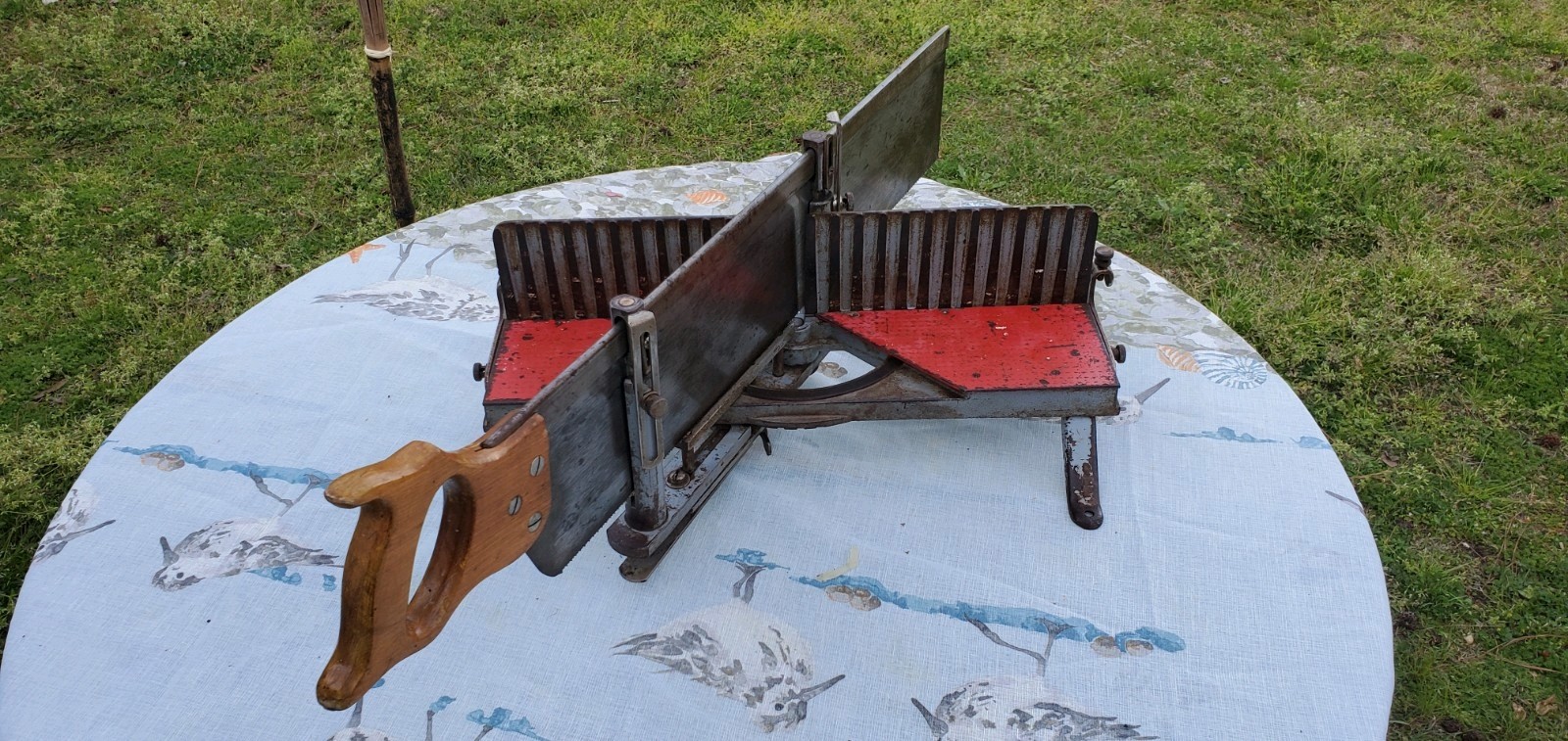 Vintage Adjustable Miter Box with Saw Rare Estate Find