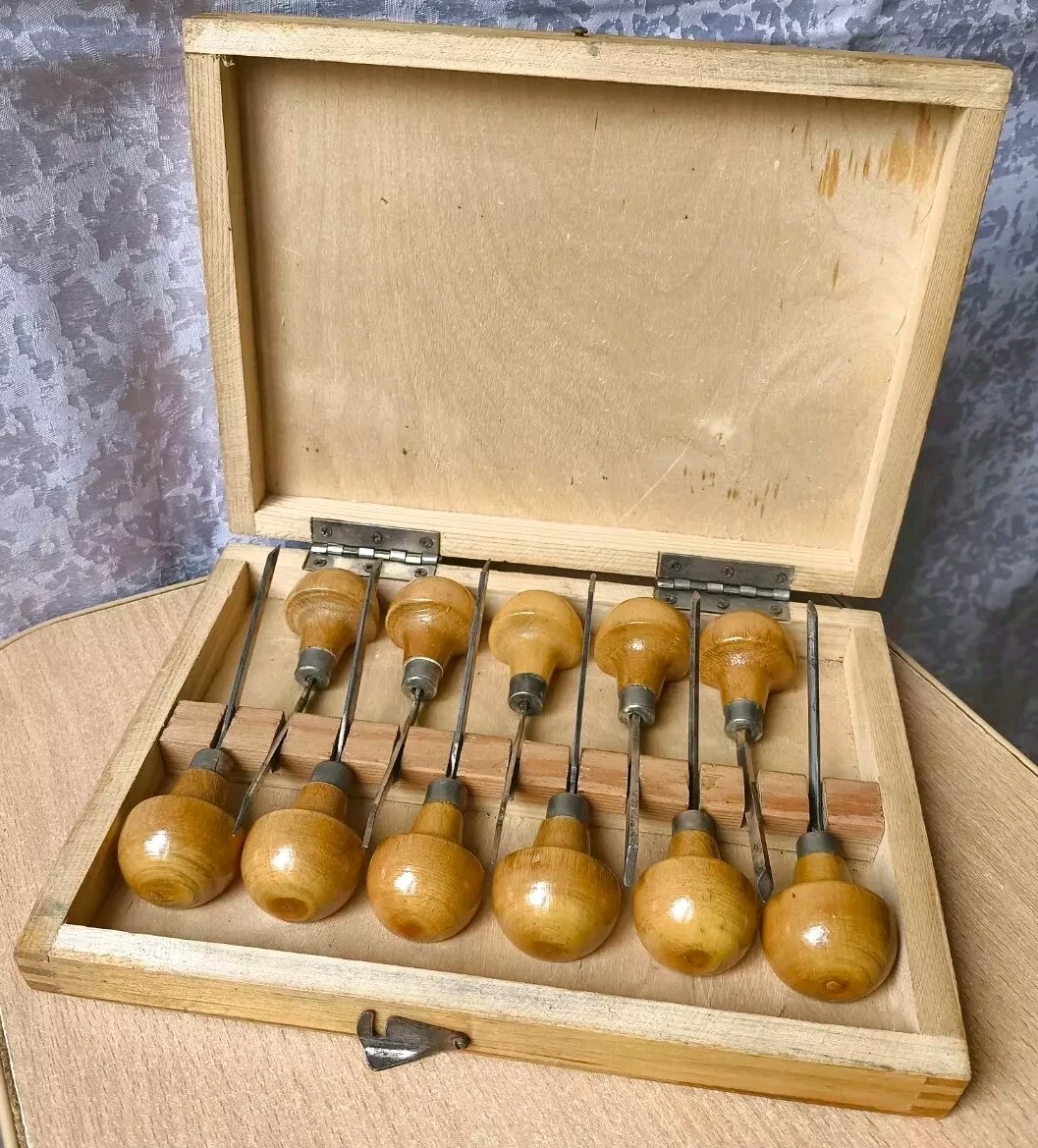 RARE Vintage Soviet Ussr INSTRUMENTS SET Tools CARVING HAND CHISEL WOODWORKING