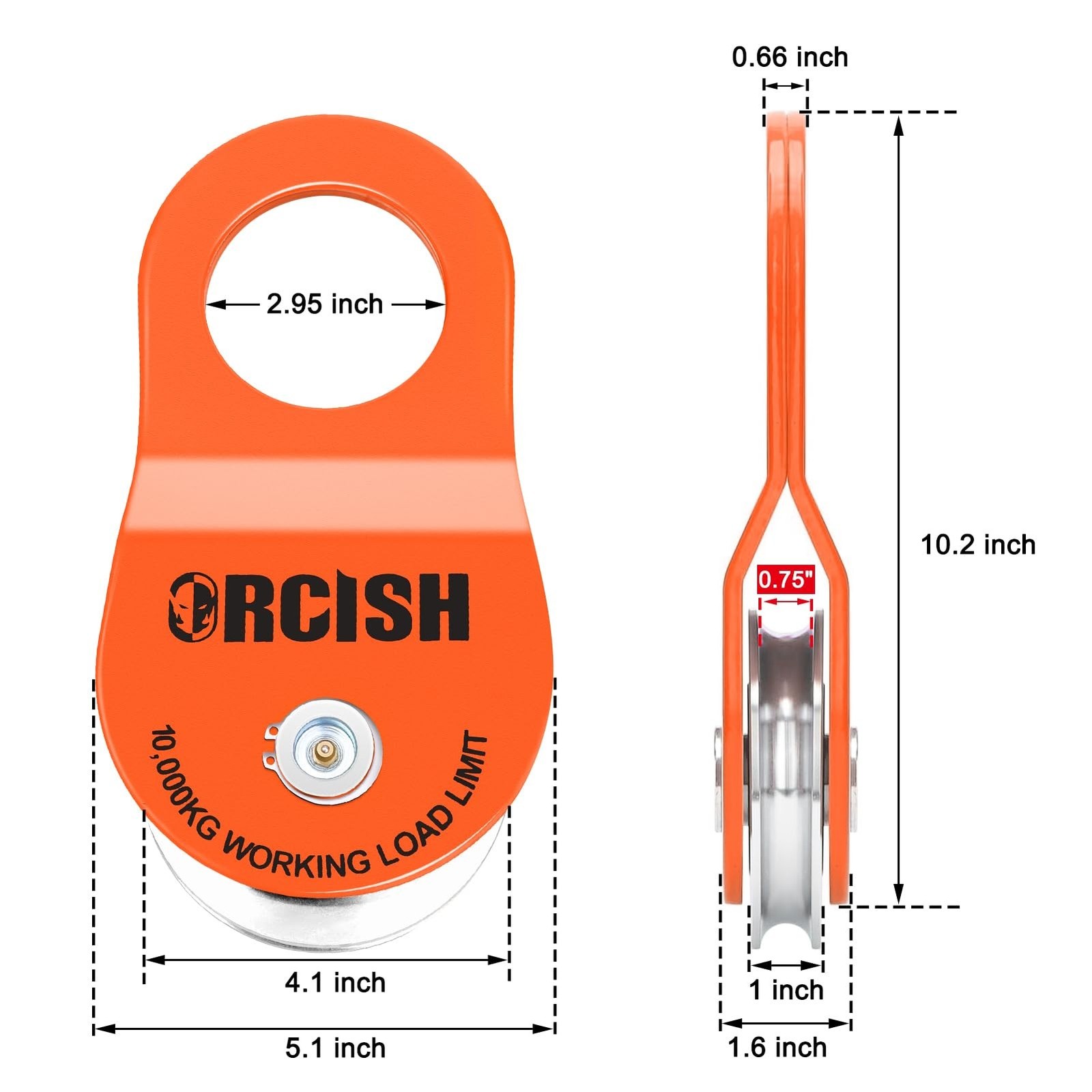 ORCISH 10 Ton Snatch Block, 22,000 LBS Capacity Block and Tackle Pulley Syste…
