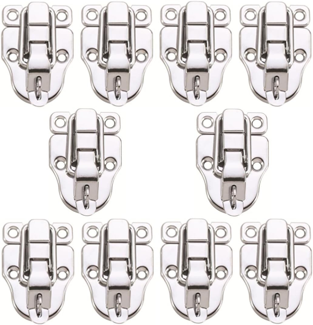 10Pack Metal Duckbilled Box Hasp Lock Toggle Latch Catch for Wooden Silver