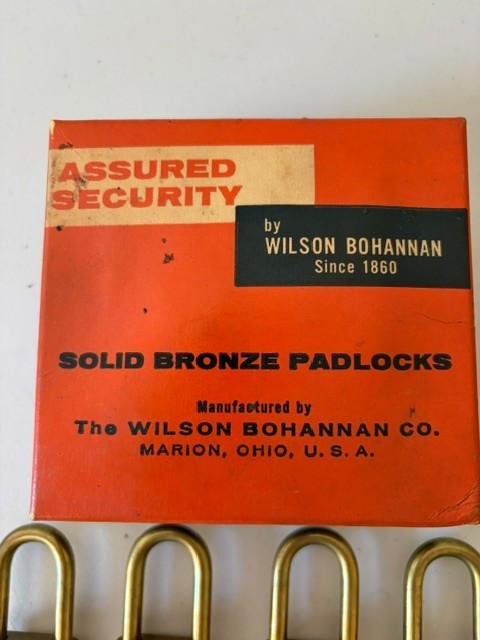 9 NOS Vintage Wilson Bohannan Mobil Oil Padlocks Keyed Alike IN ORIGINAL BOX 620