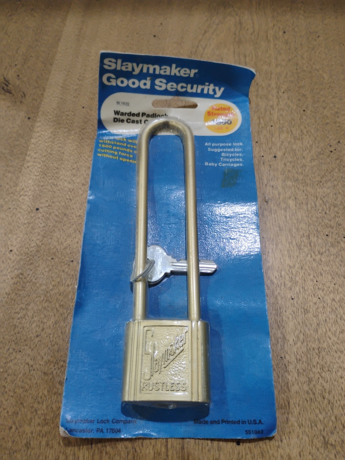 VTG Slaymaker Rustless Padlock Lock Long Shackle W/ Key New In Original Package