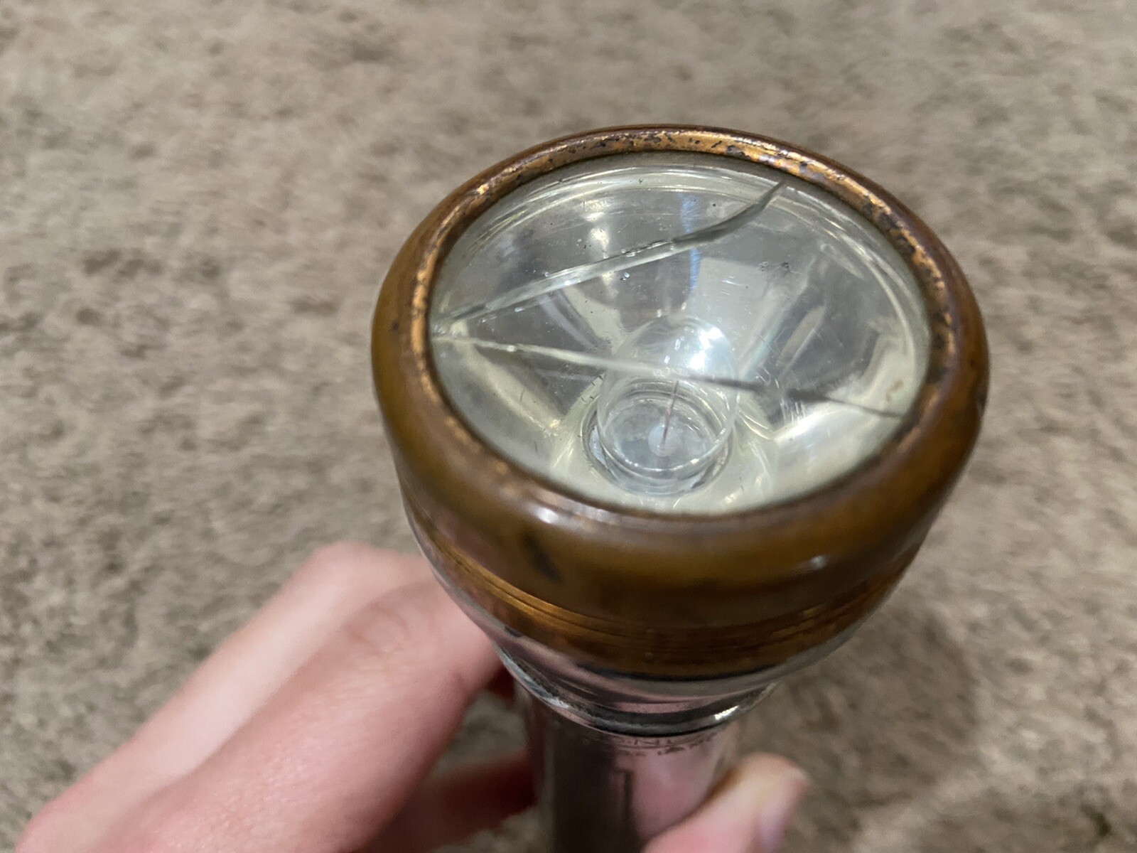 Vintage BOND Bullet Metal Copper End Flashlight No. 2520 USA C Cells 6.25”