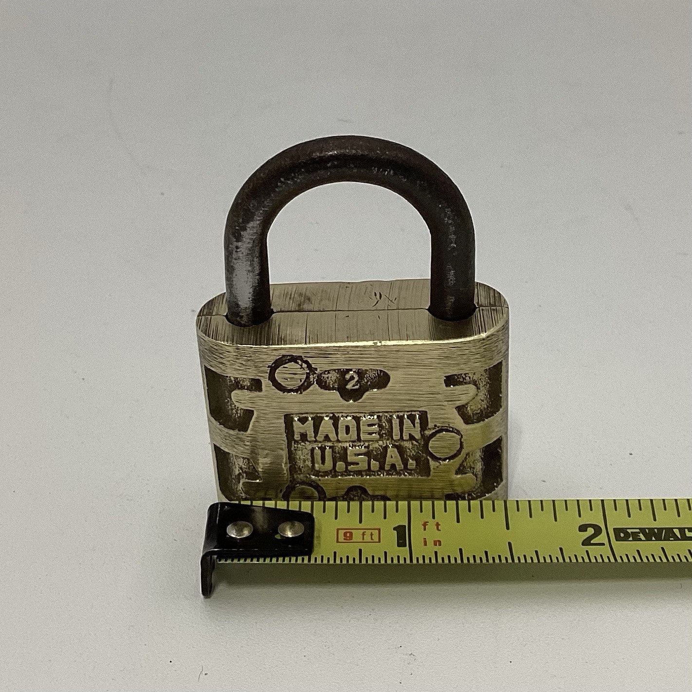 Vintage Brass RFD Padlock 1 1/2 x 2 Inch with Key Made In USA