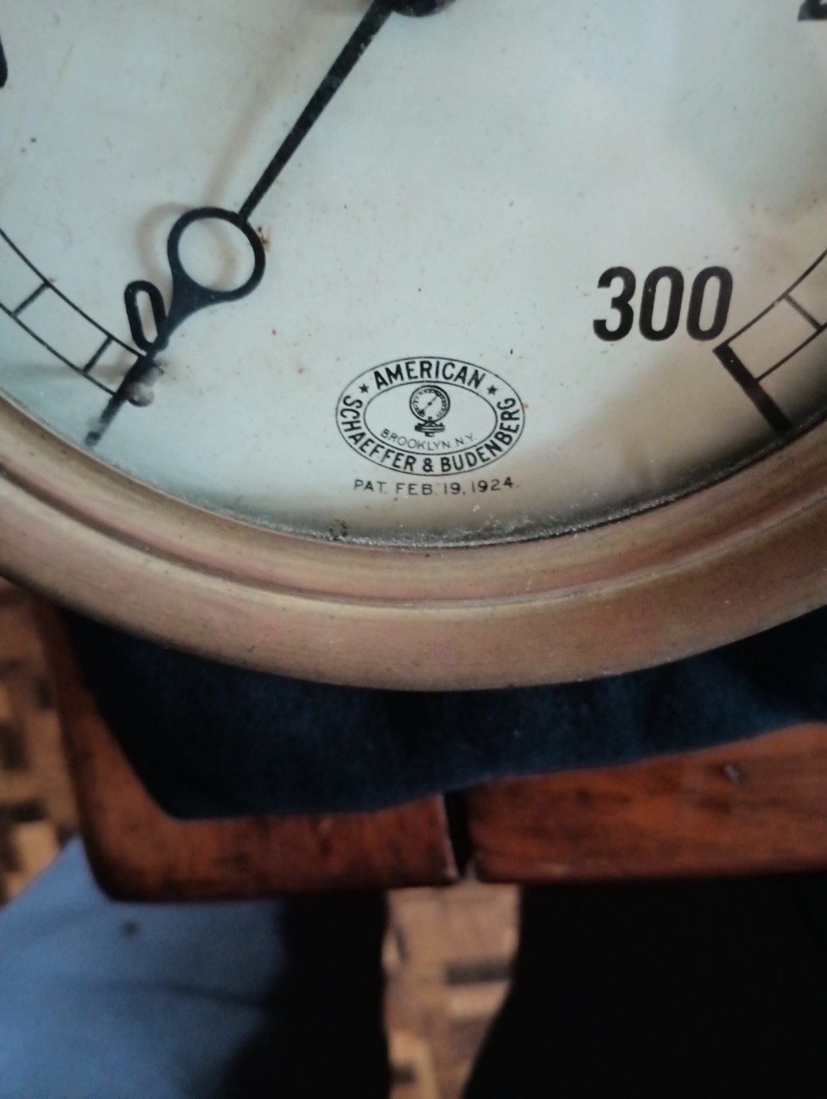 Antique Brass American Schaeffer Budenberg Steam Pressure Gauge Feb. 19th 1924