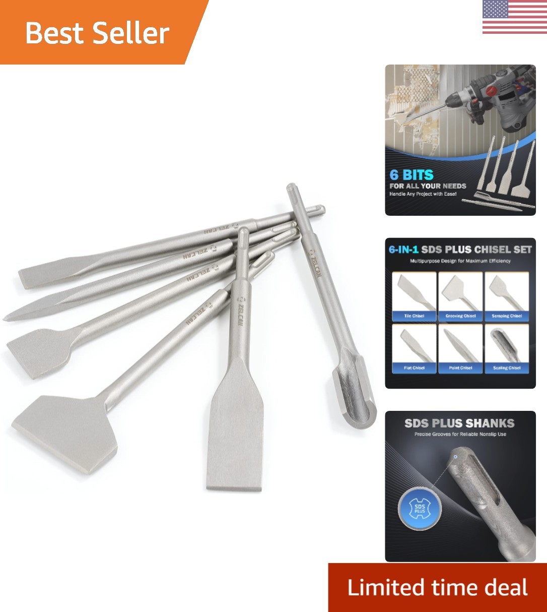 6-Piece Chisel Set with SDS Plus Shanks for Ultimate Home Improvement