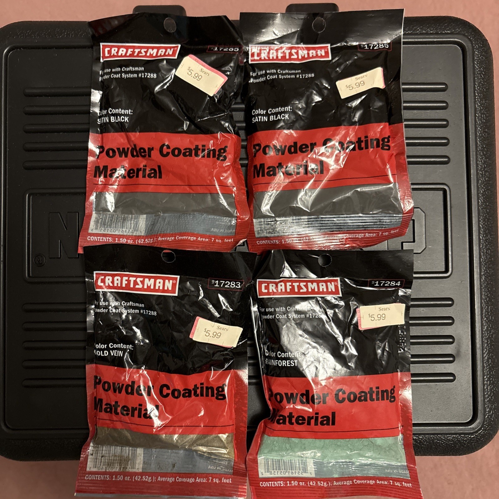 Sears Craftsman Nos Powder Coating System Very Rare 17288 with 4 packs of powder