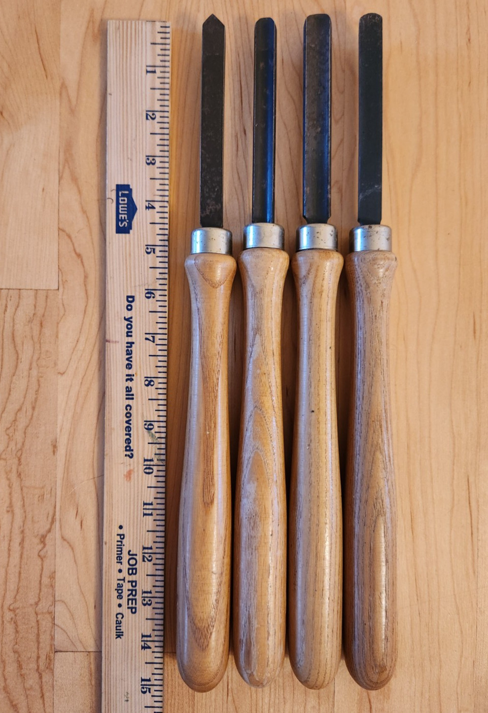 Lot of 4 High Speed Steel Lathe Tools Chisels Delt/Rockwell ? 15″ Long Used USA